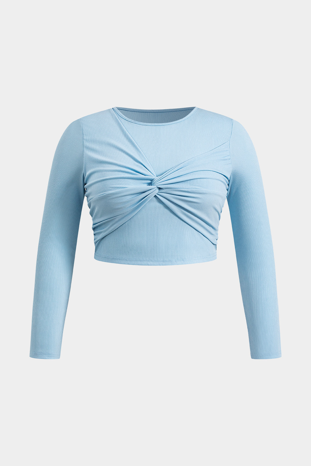 Plus Size Round Neck Twist Knot Long-Sleeve Top