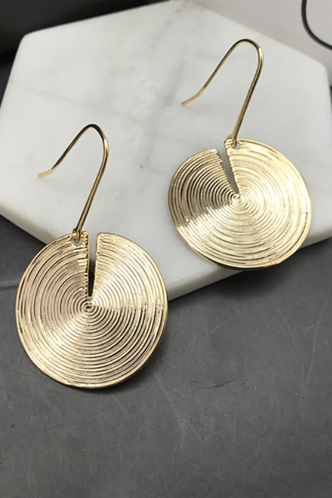 Circular Cut Out Drop Earrings