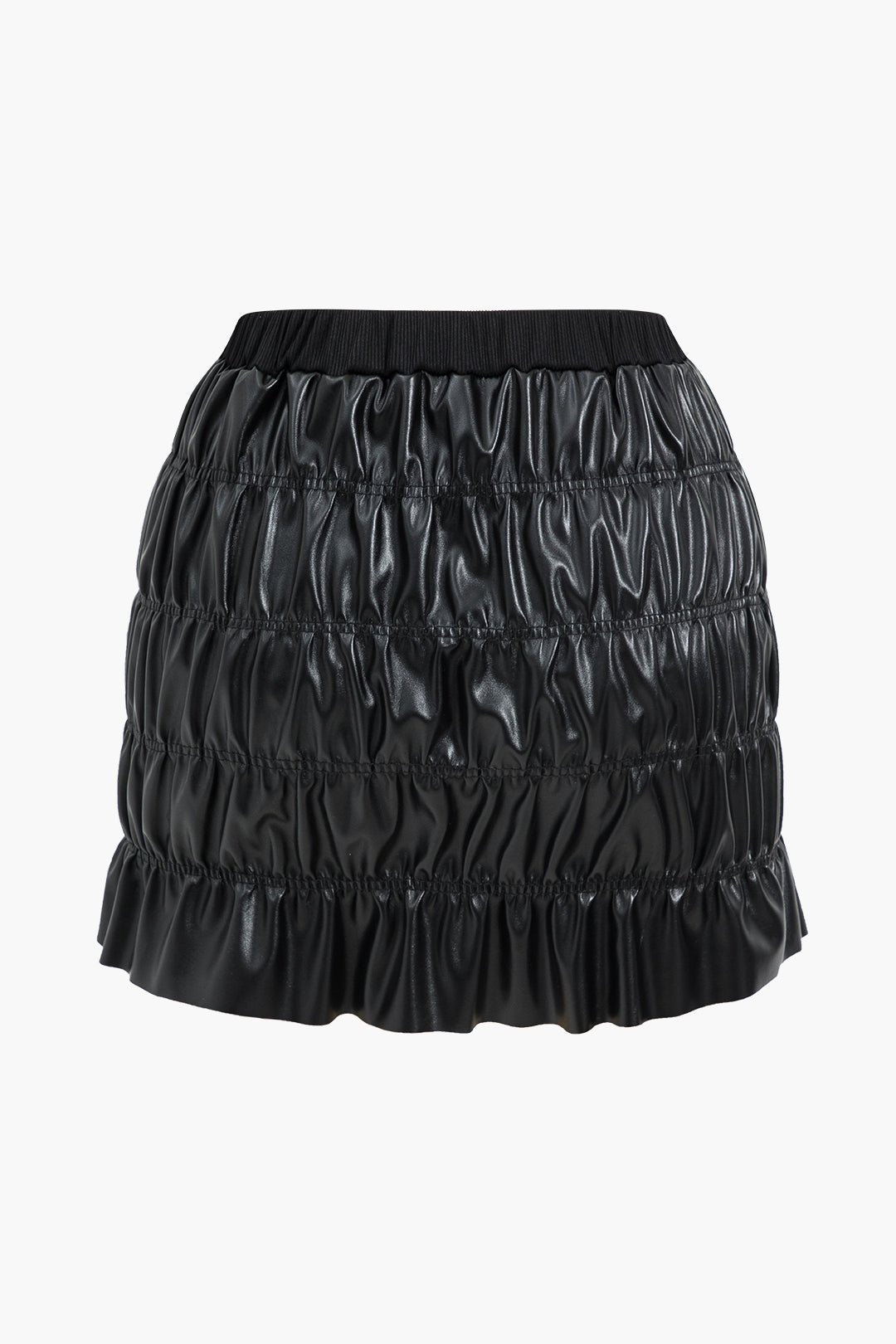 Faux Leather Ruched Detail Skirt Set