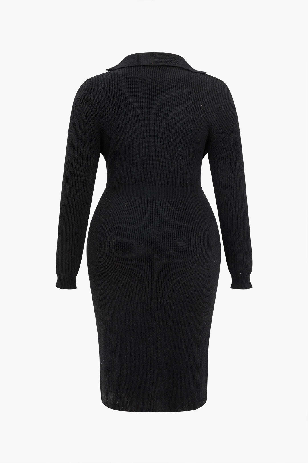 Plus Size Solid Sweater Crossed Button Dress