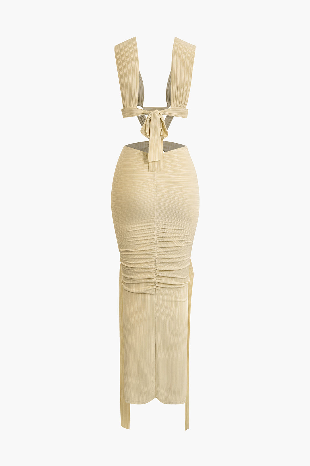 O-Ring Cut Out Ruched Maxi Dress