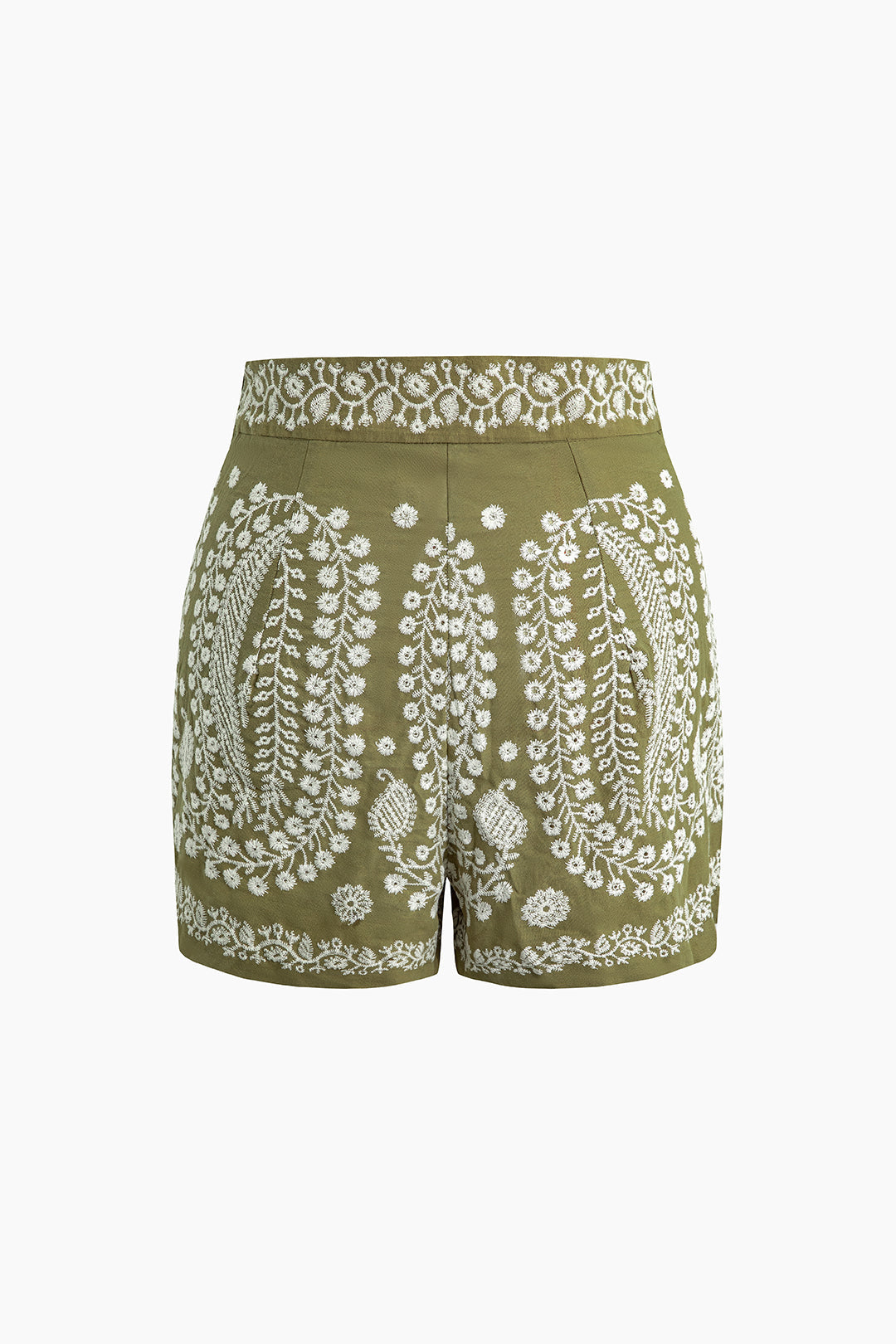 Embroidered High-Waist Shorts