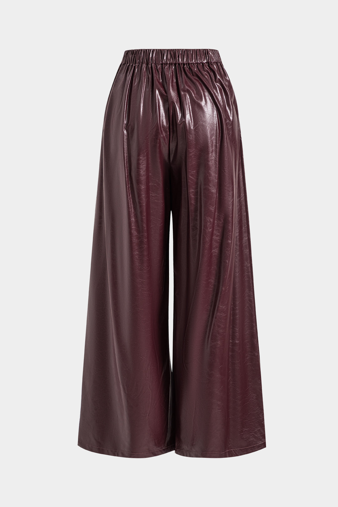 Faux Leather Button High Waist Pocket Trousers