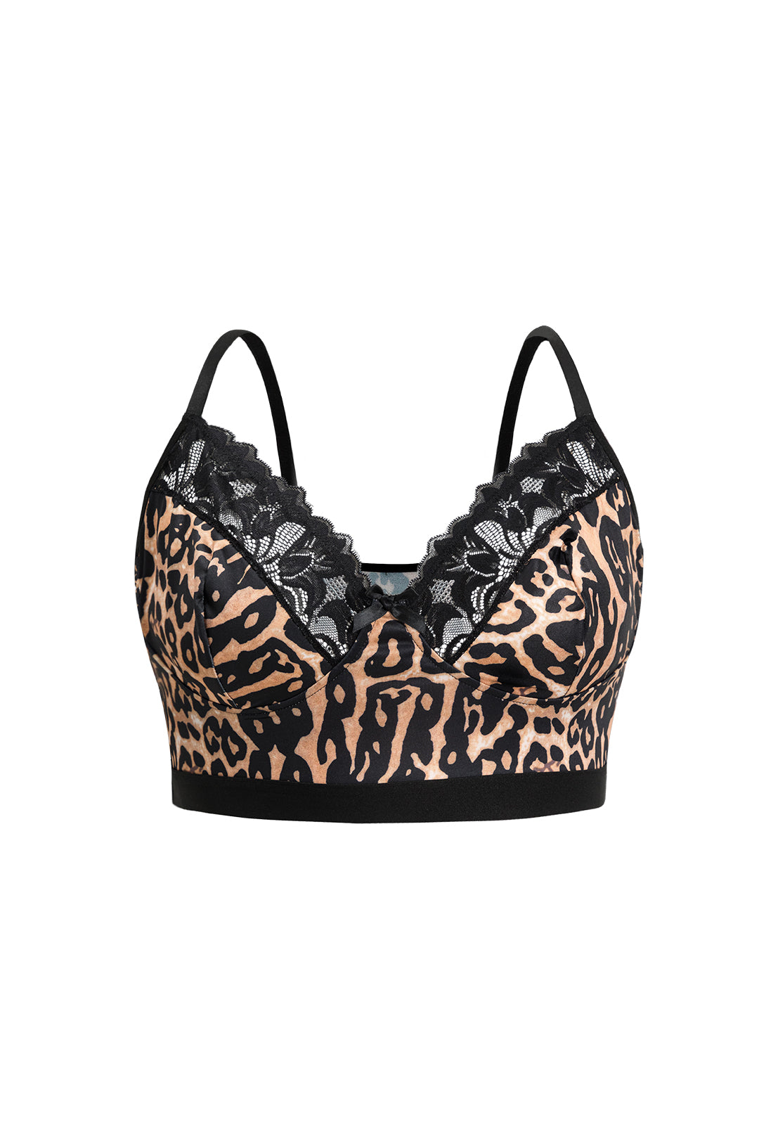 Plus Size Leopard Print Patchwork Two-Piece Lingerie