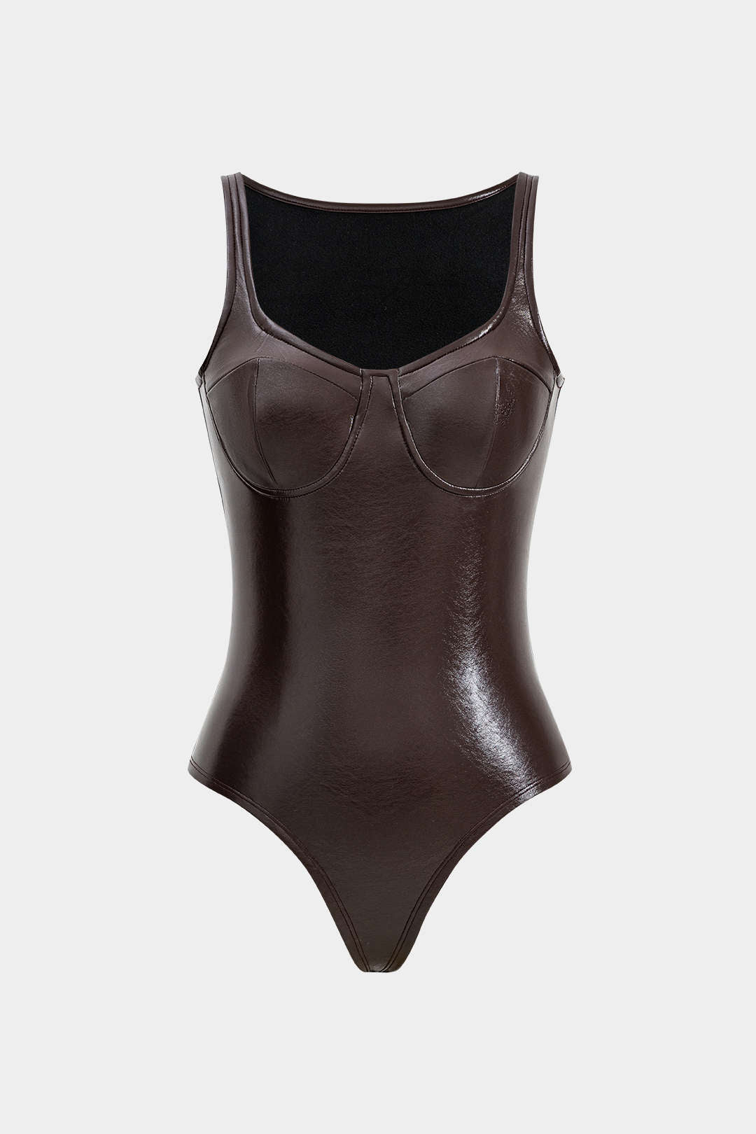 Faux Leather Bustier Sleeveless Bodysuit