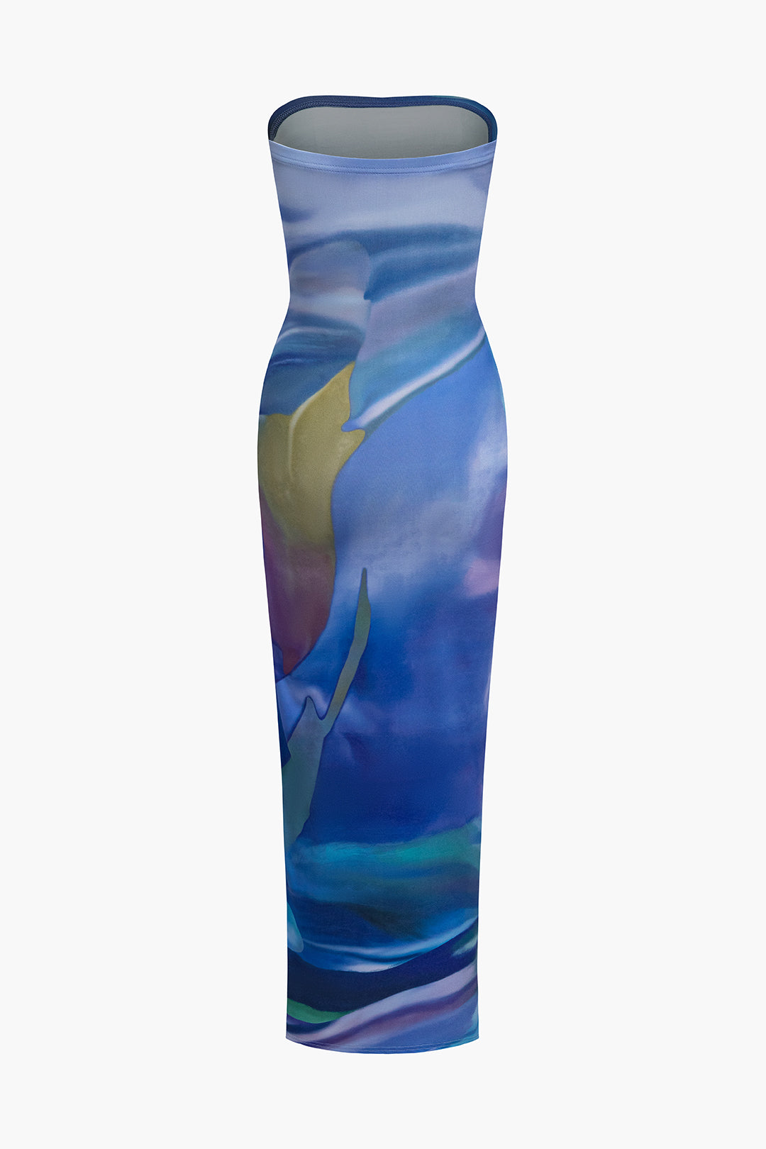 Abstract Print Strapless  Maxi Dress