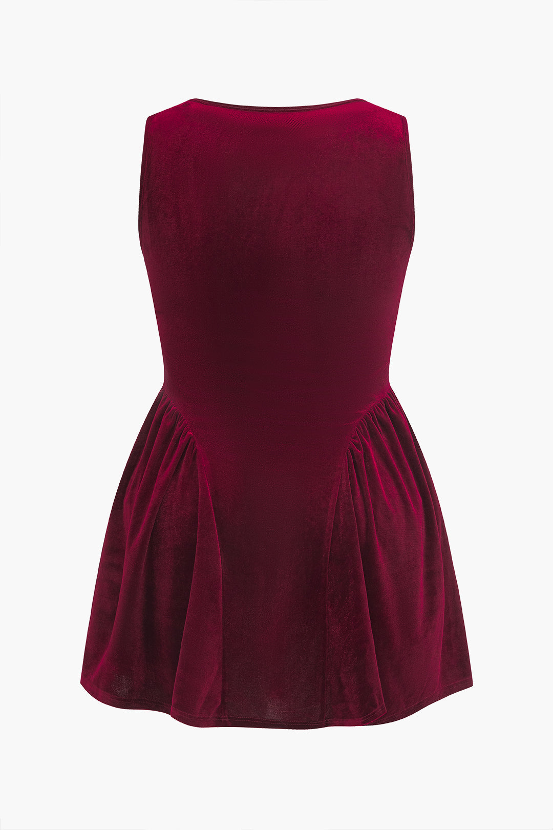 Plus Size Velvet Ruched Sleeveless Mini Dress