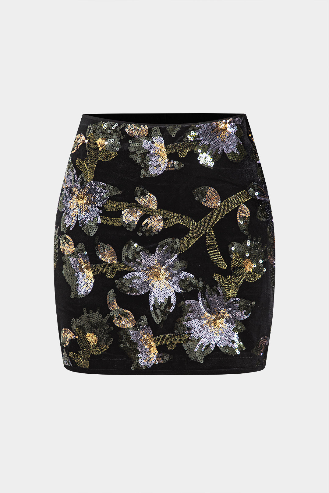 Sequin Velvet Embroidery Skort