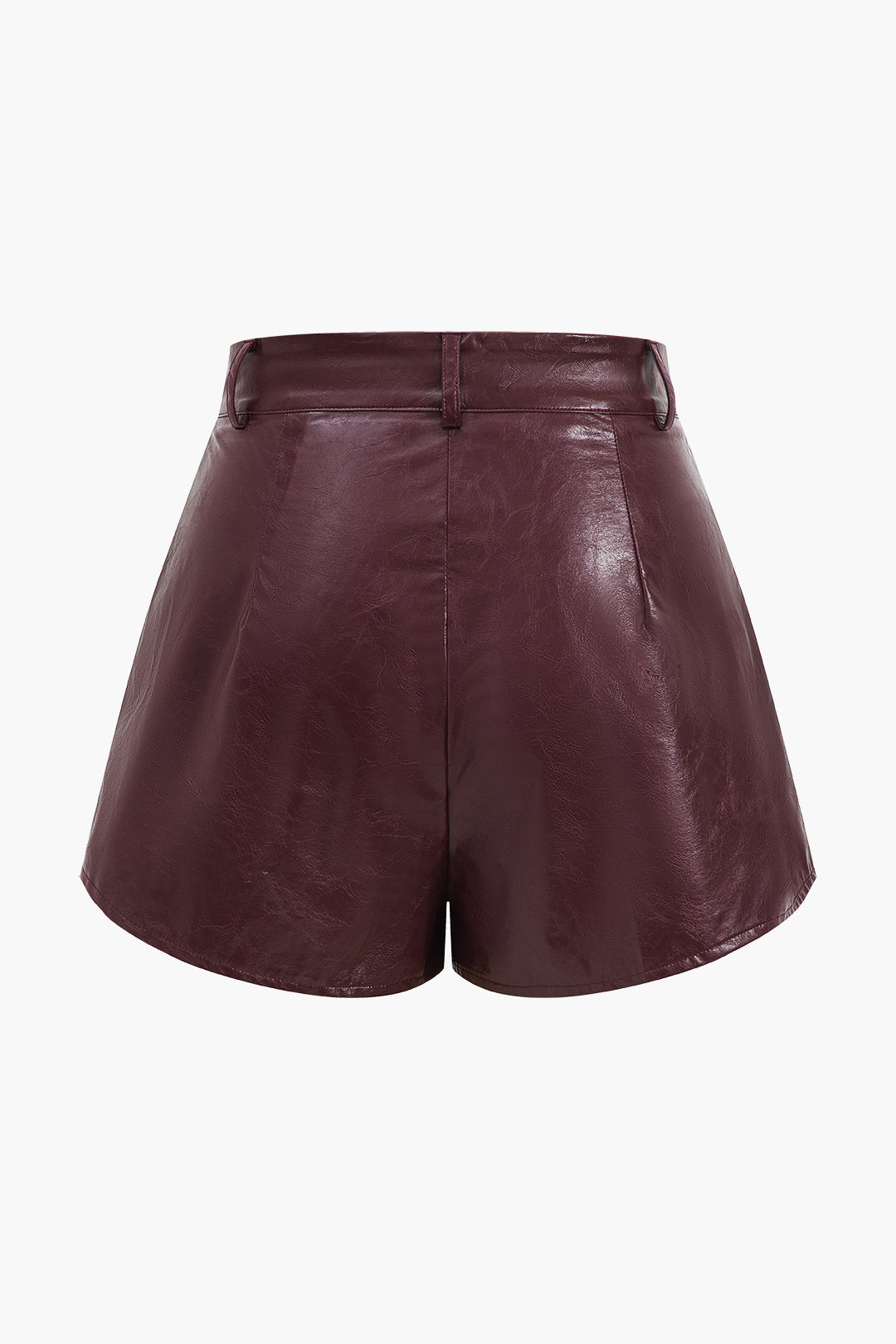 Metallic Button Faux Leather Shorts Set