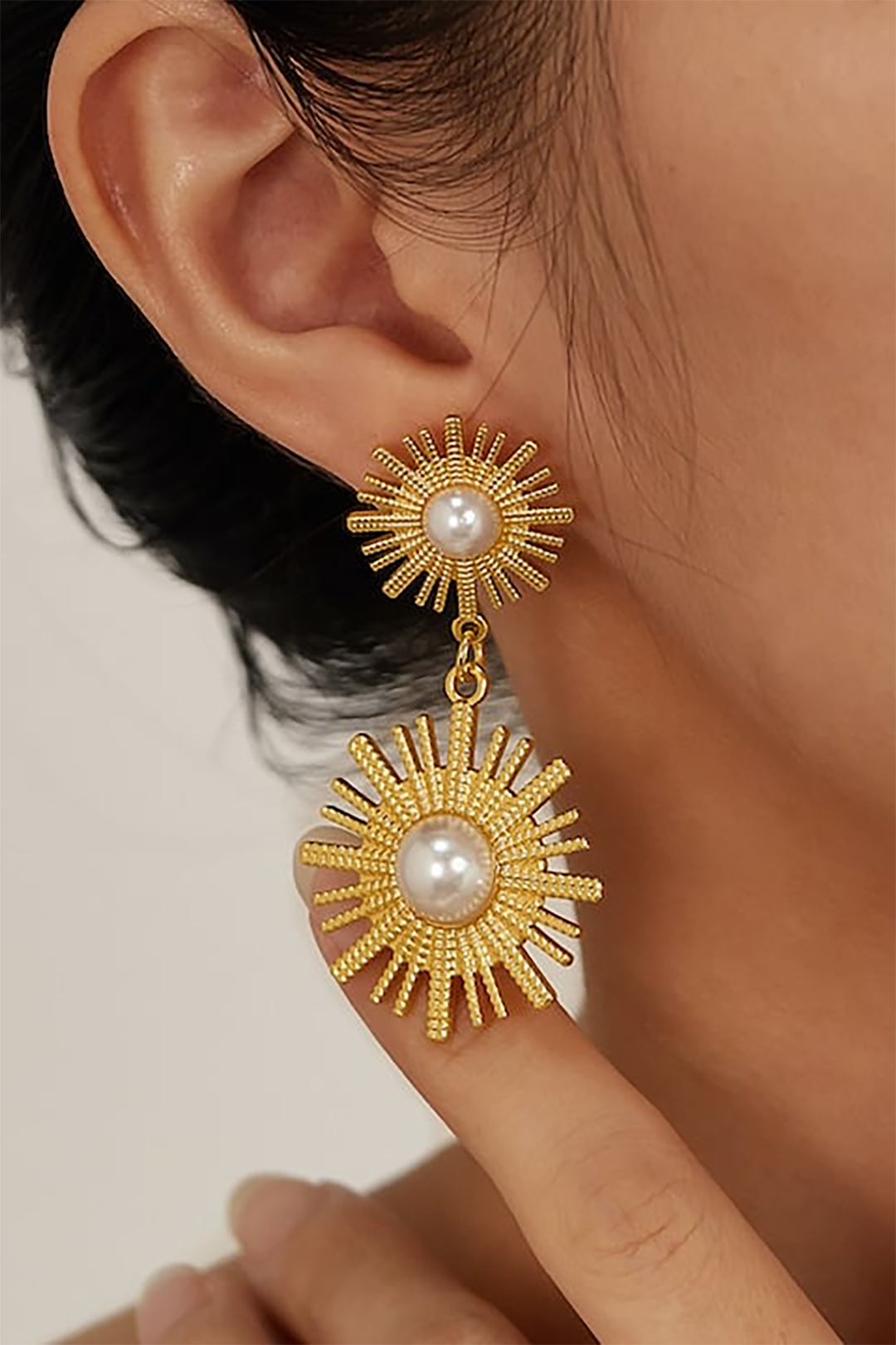 Sunburst Pearl Drop Earrings