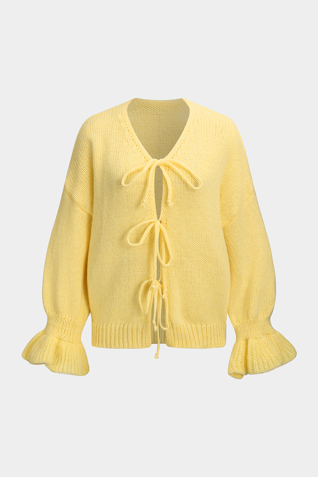 Knit Drawstring Tie-Up Cardigan