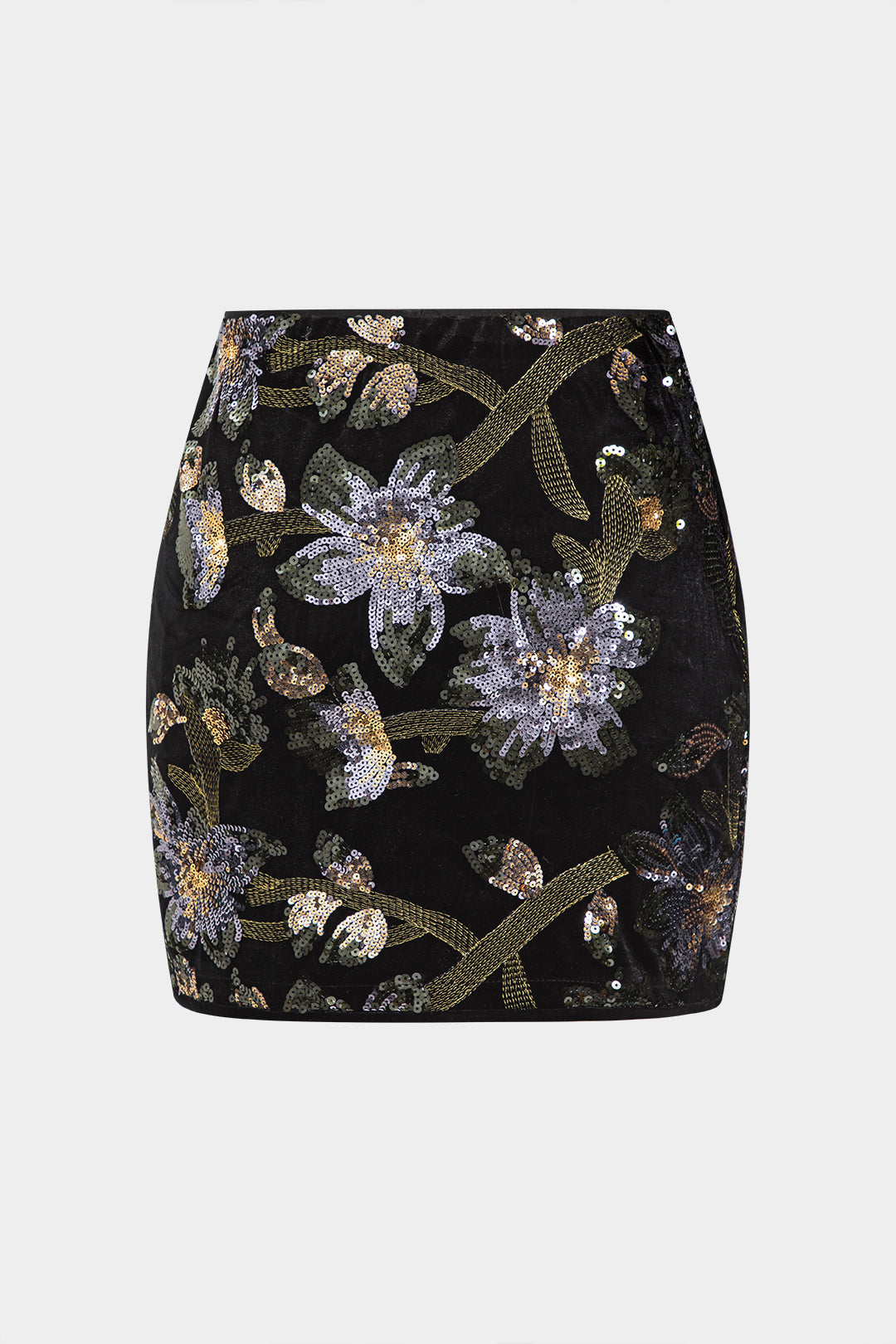 Sequin Velvet Embroidery Skort