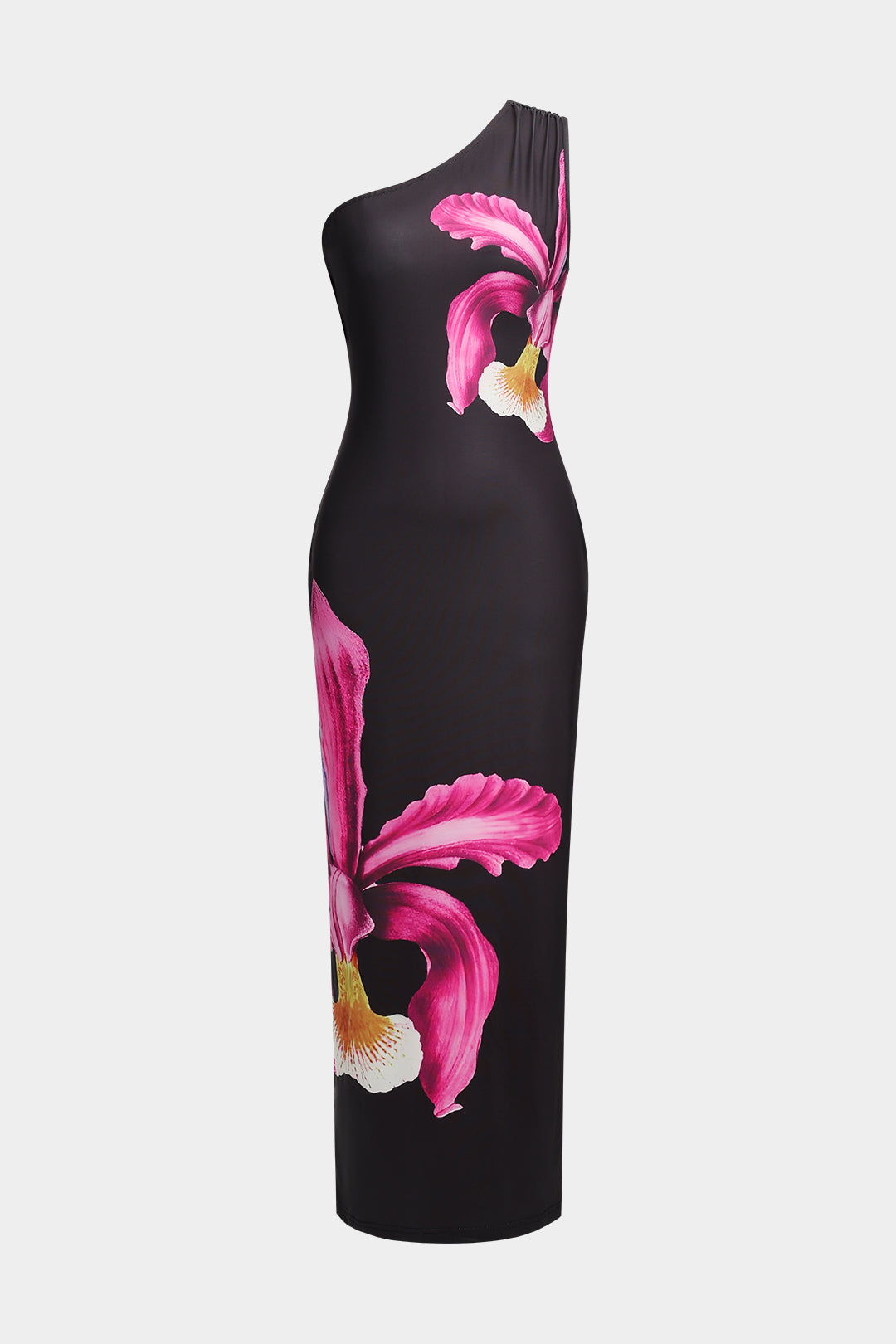 Floral Print One Shoulder Sleeveless Maxi Dress