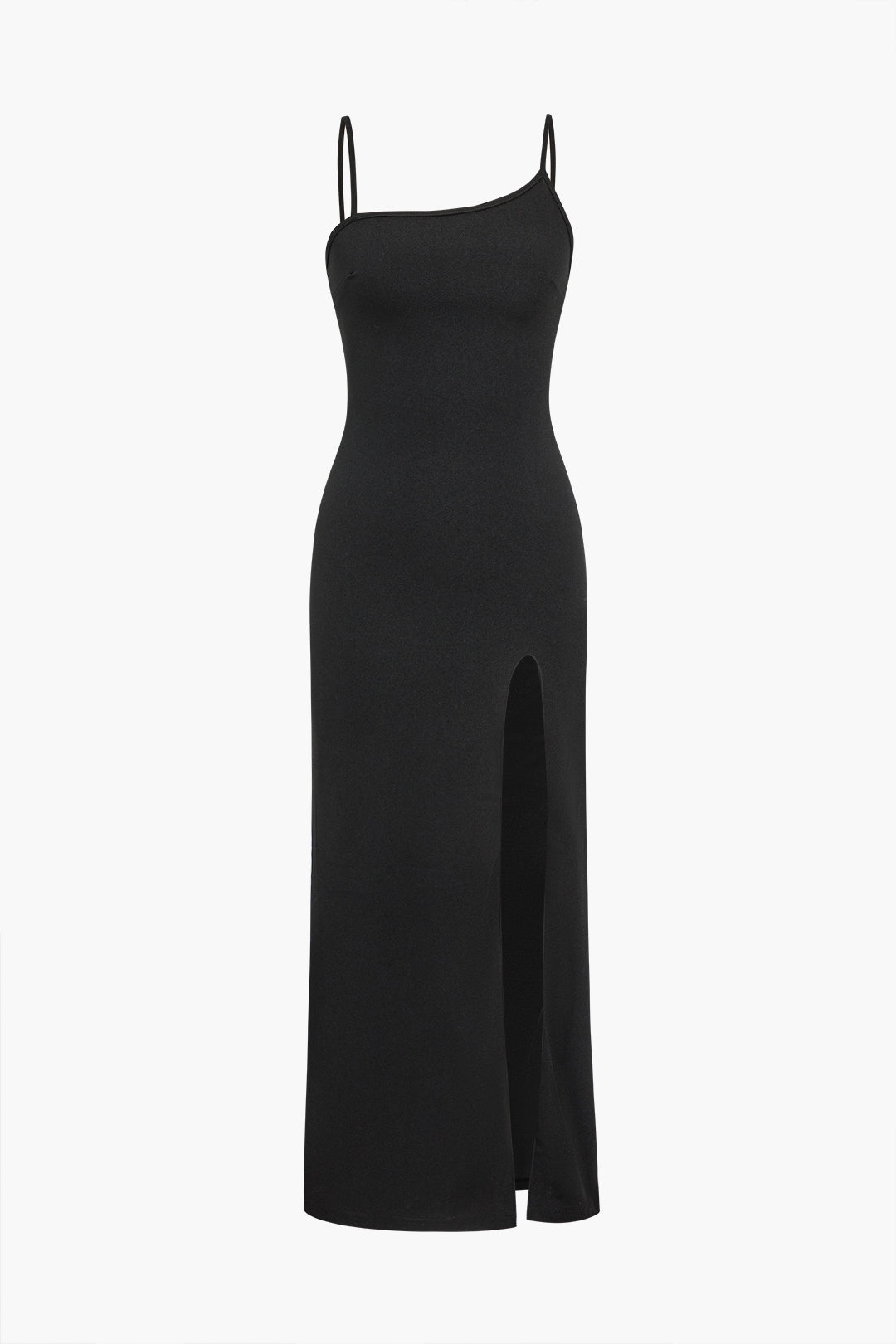 Solid Slip Strap Slit Midi Dress