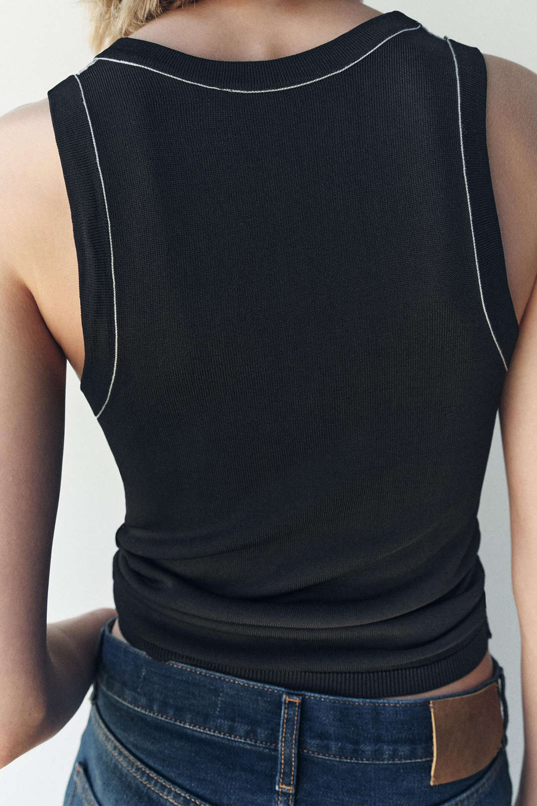 Basic Color Block Trim Tank Top