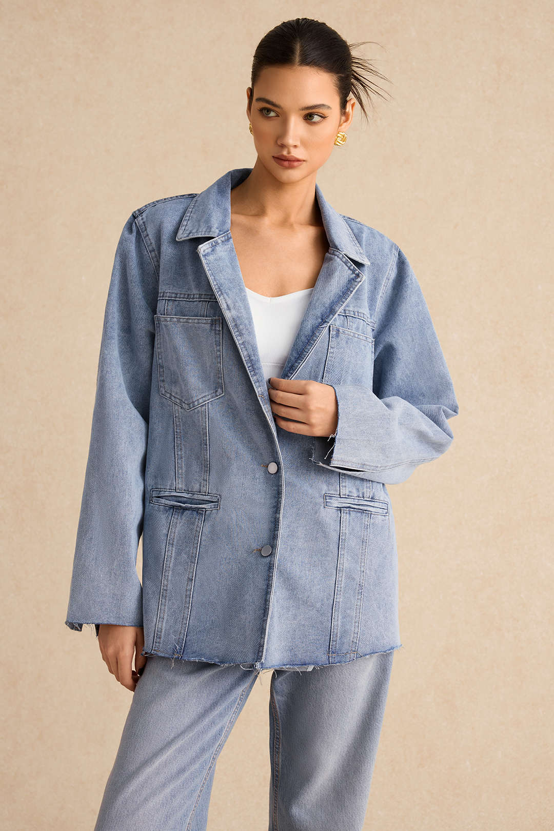 Denim Pocket Buttons Long Sleeve Outerwear