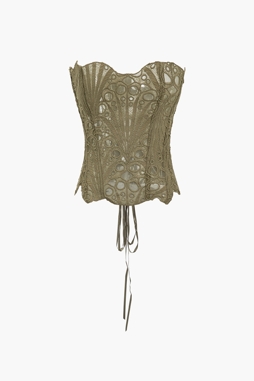 Mesh Lace Tie Back Tube Top