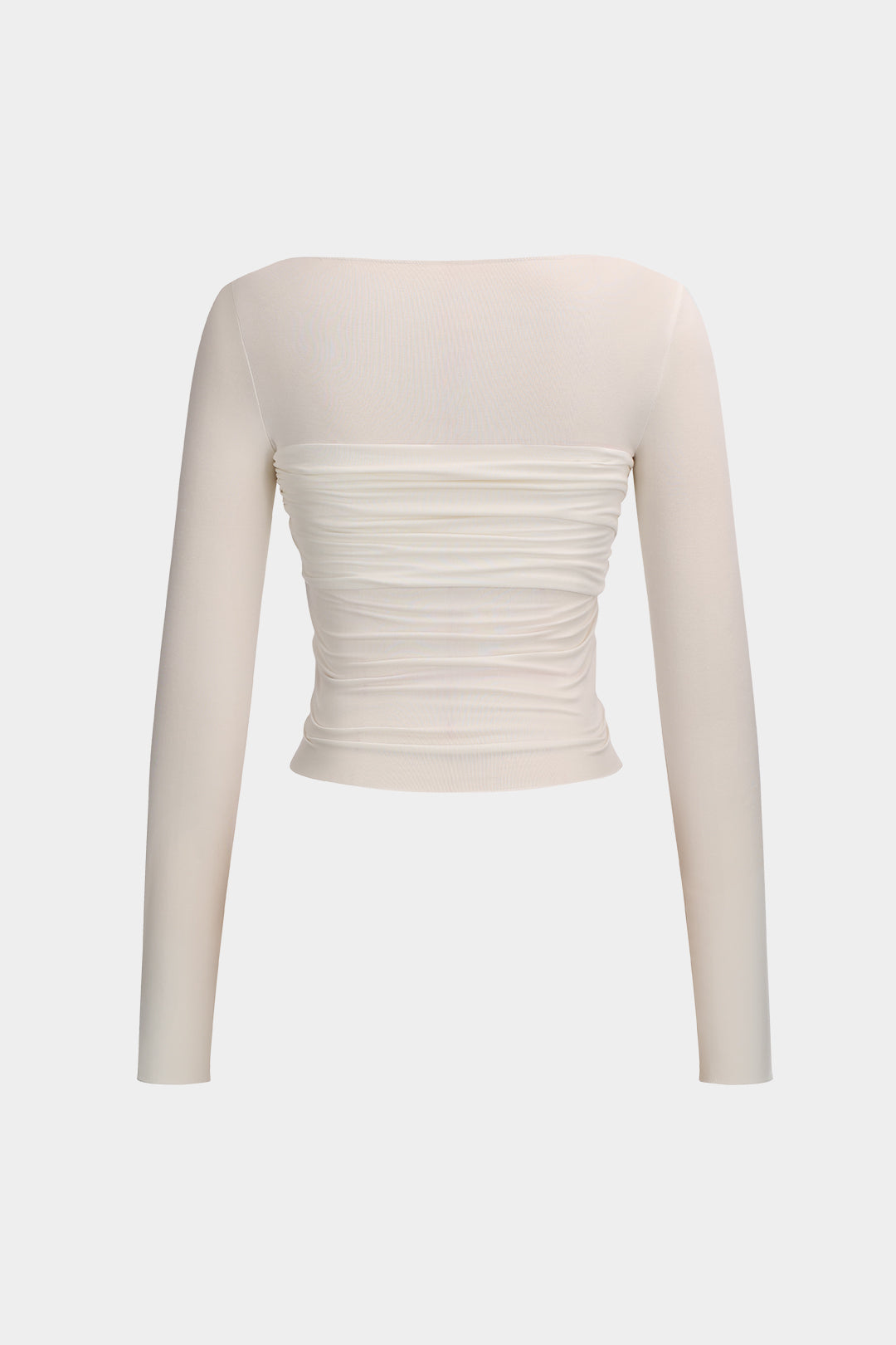 Ruched Round Neck Twist Knot Long-Sleeve Top