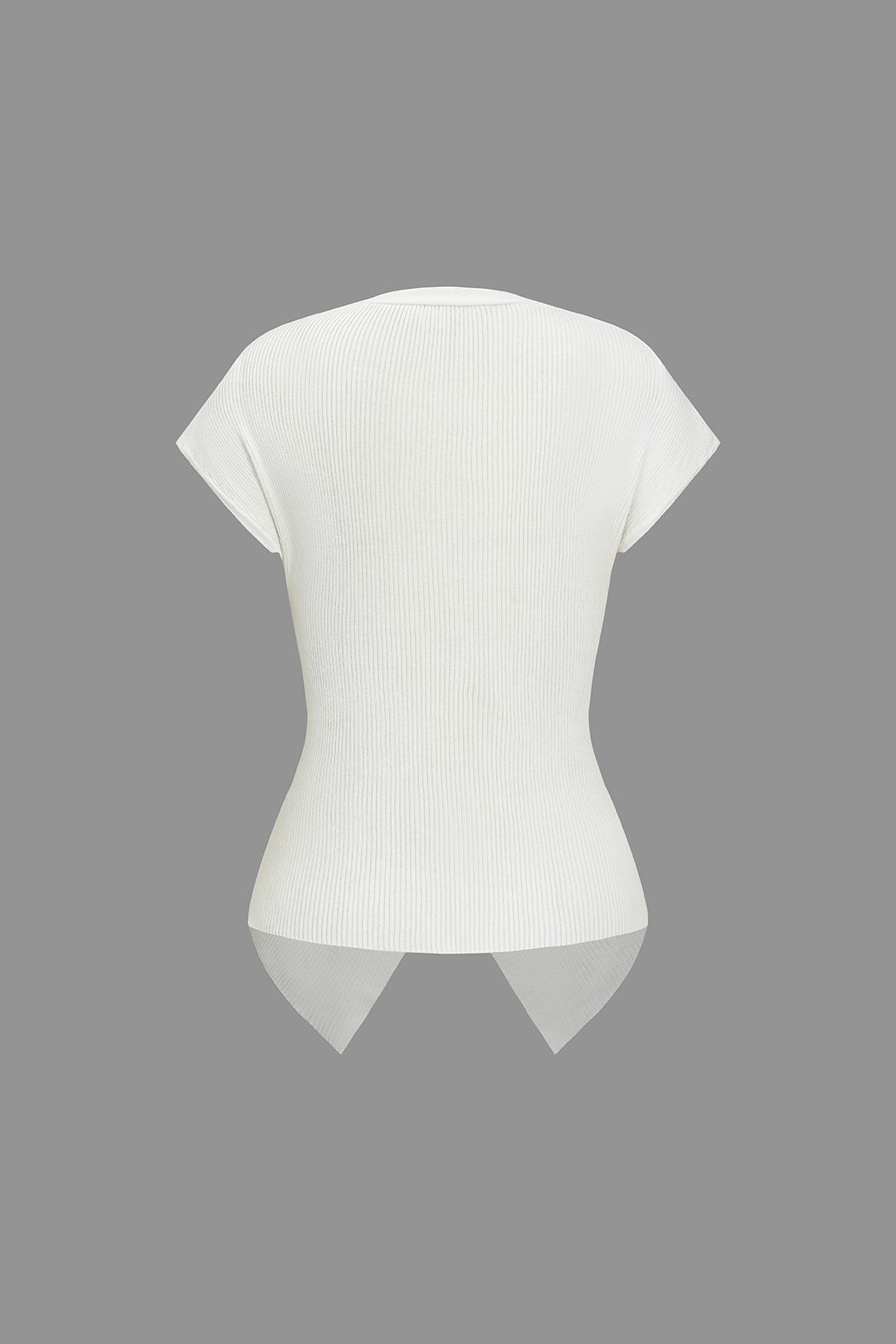 Knit Crossed Asymmetrical Short-Sleeve Top