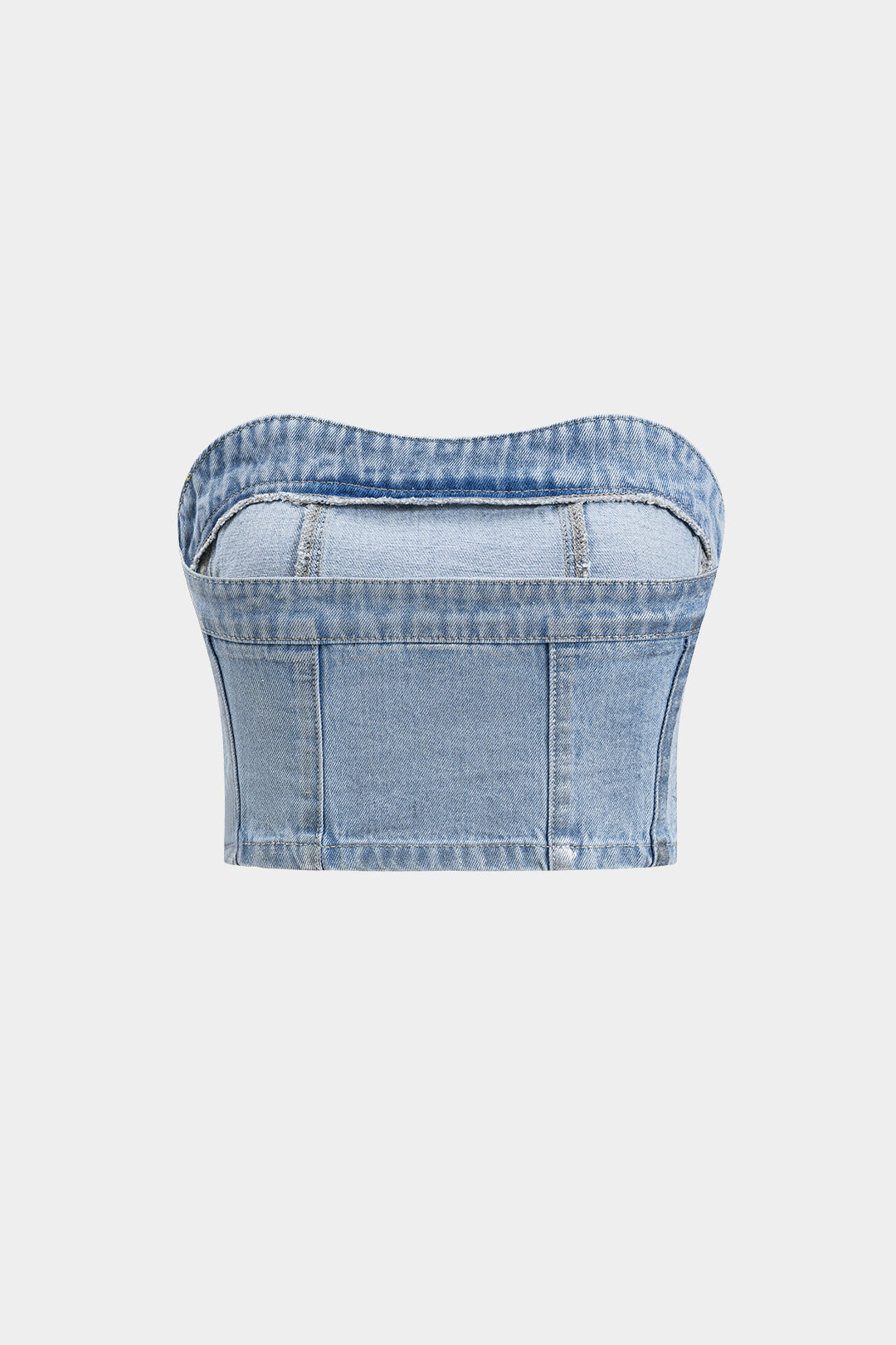 Denim Zipper Tube Top