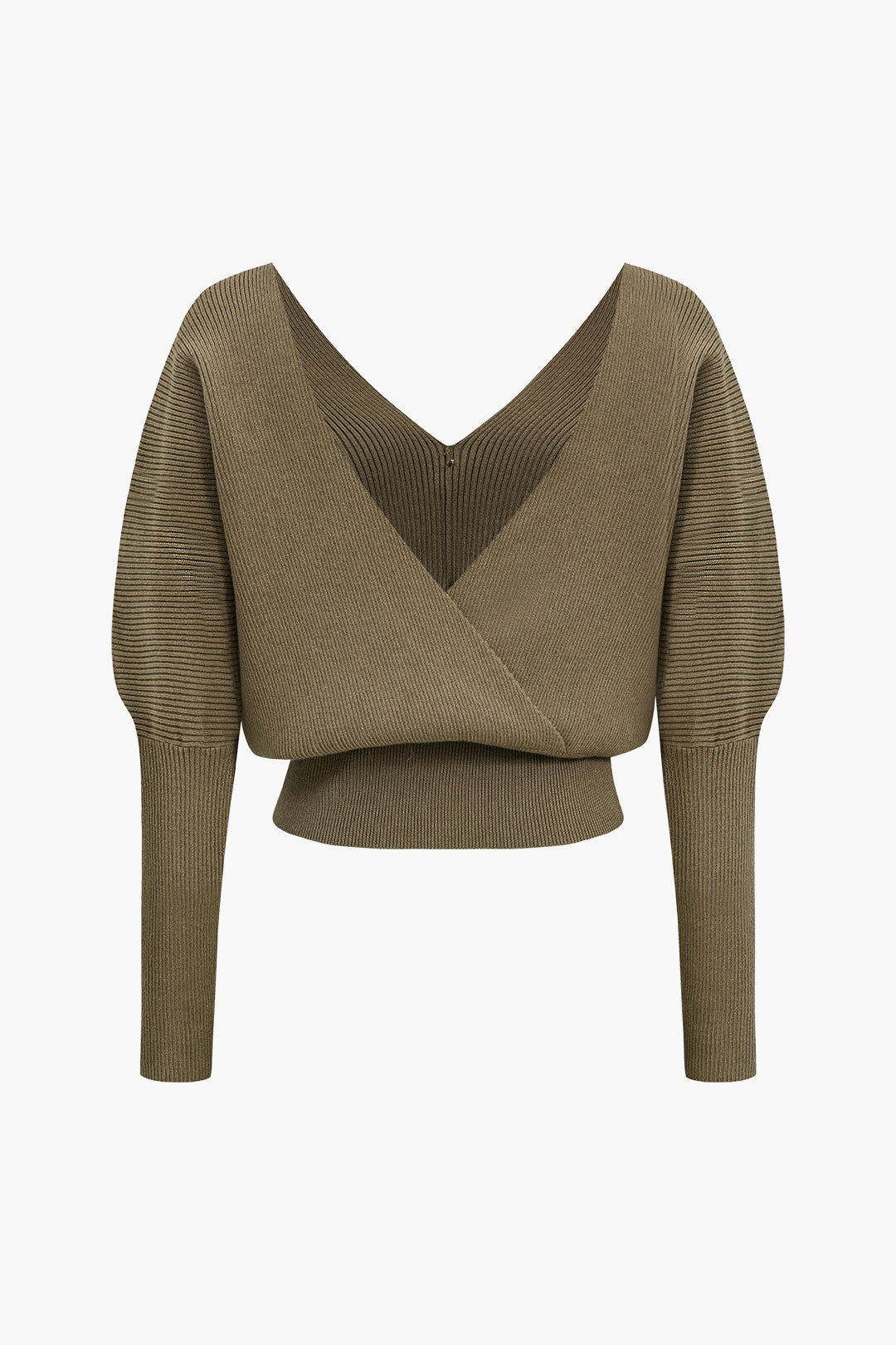 Solid Button V-Neck Sweater Long-Sleeve Top