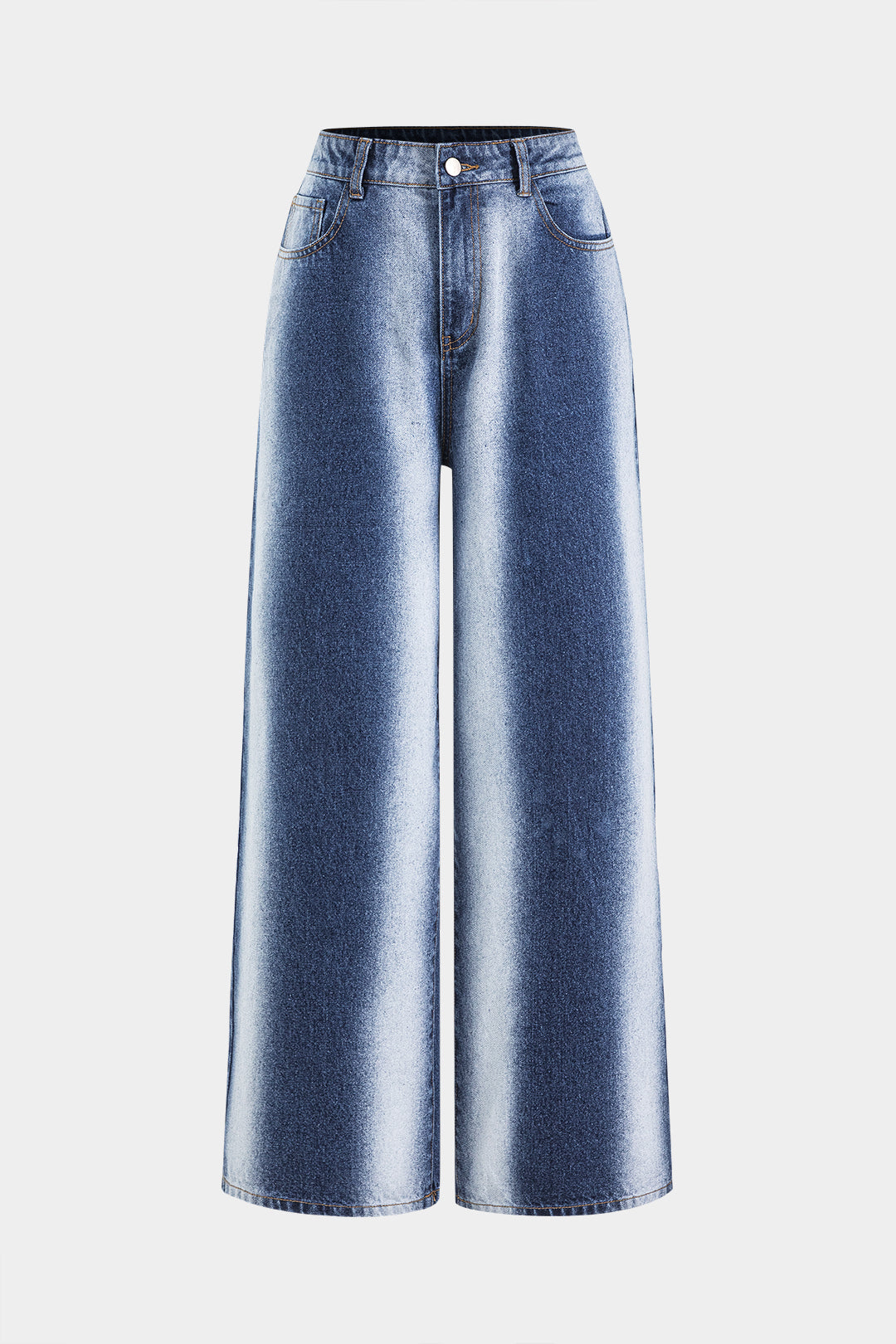 Denim Ombre Button Pocket High Waist Jeans