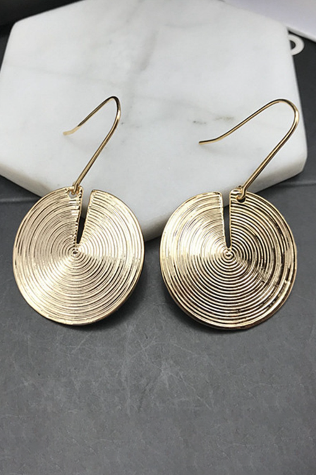 Circular Cut Out Drop Earrings