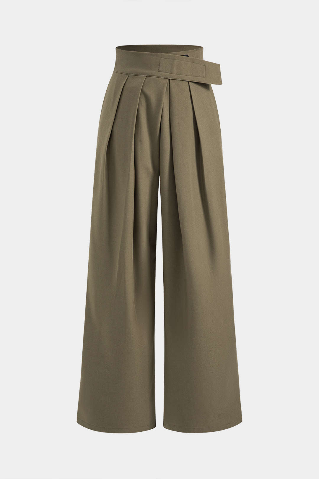 Asymmetrical Ruched Wide Leg Trousers