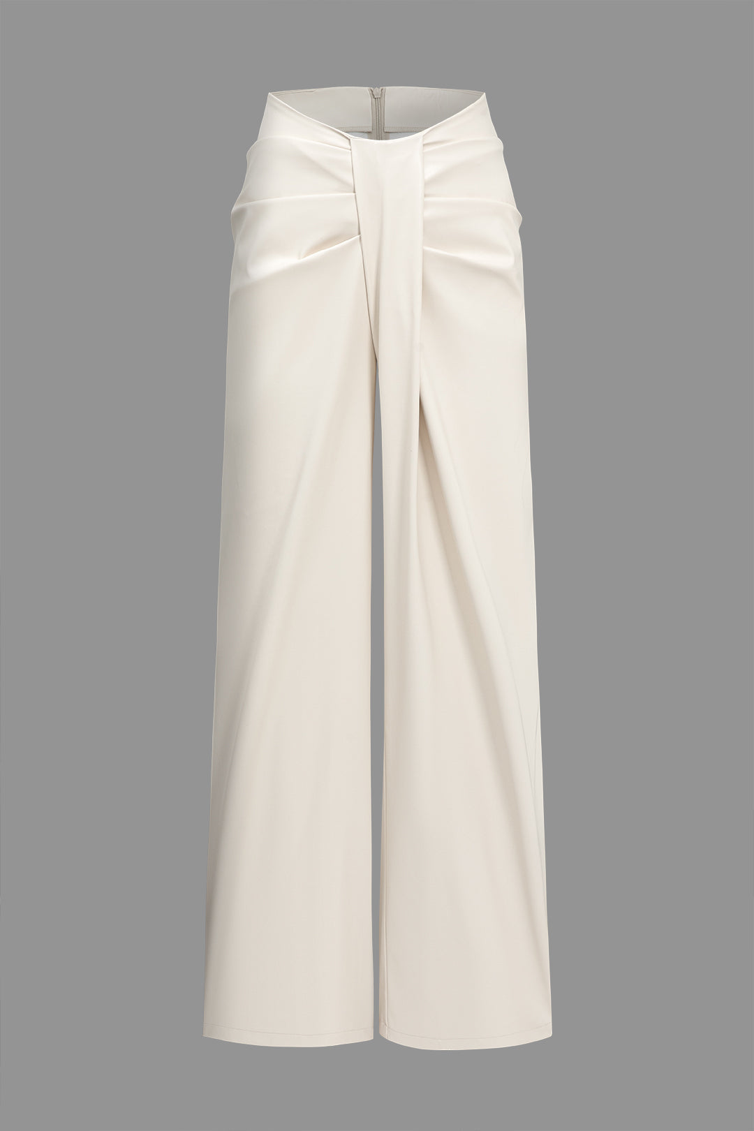 Solid Ruched Zipper Trousers