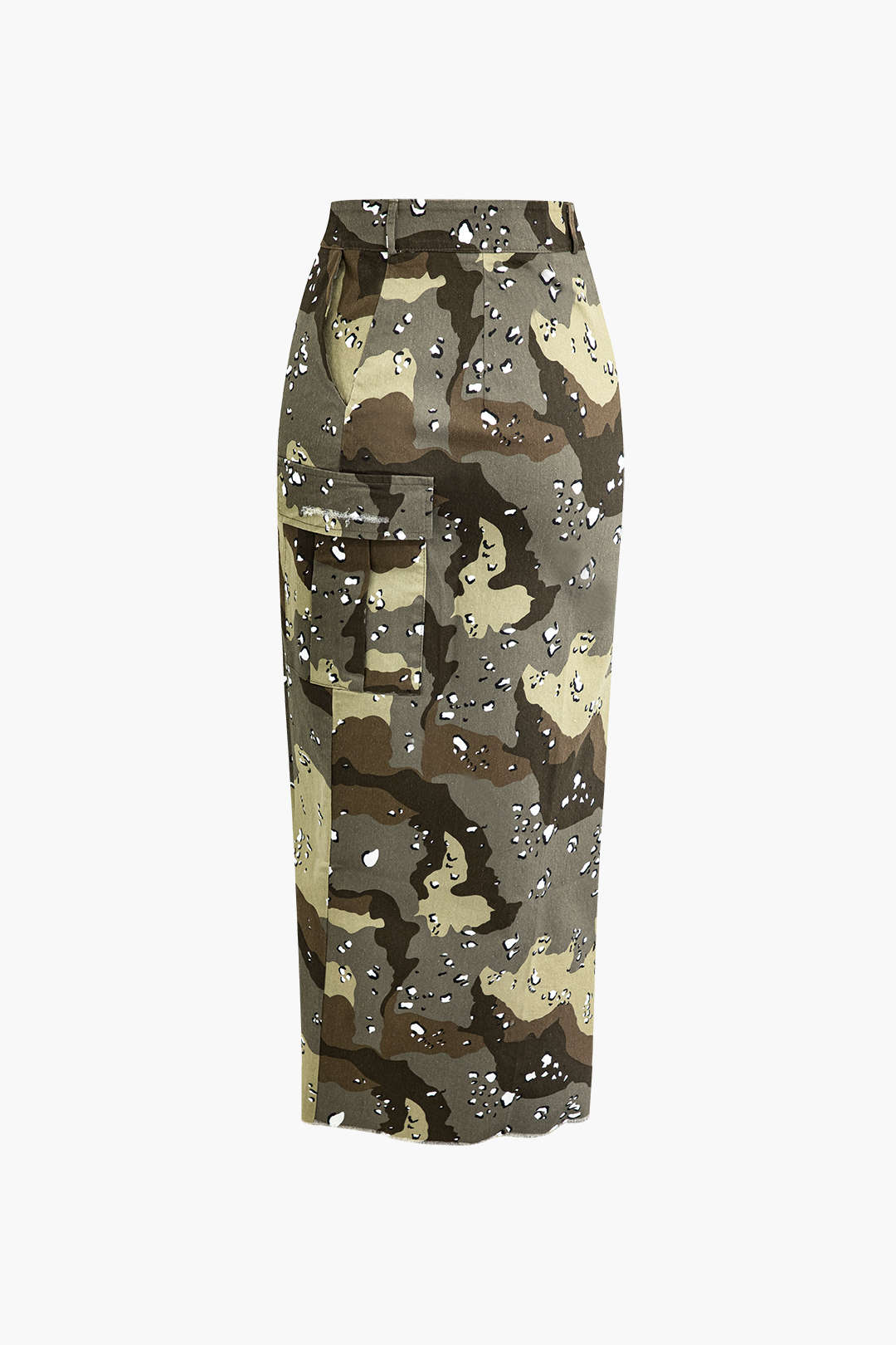 Camo Print Flap Pocket Slit Skirt