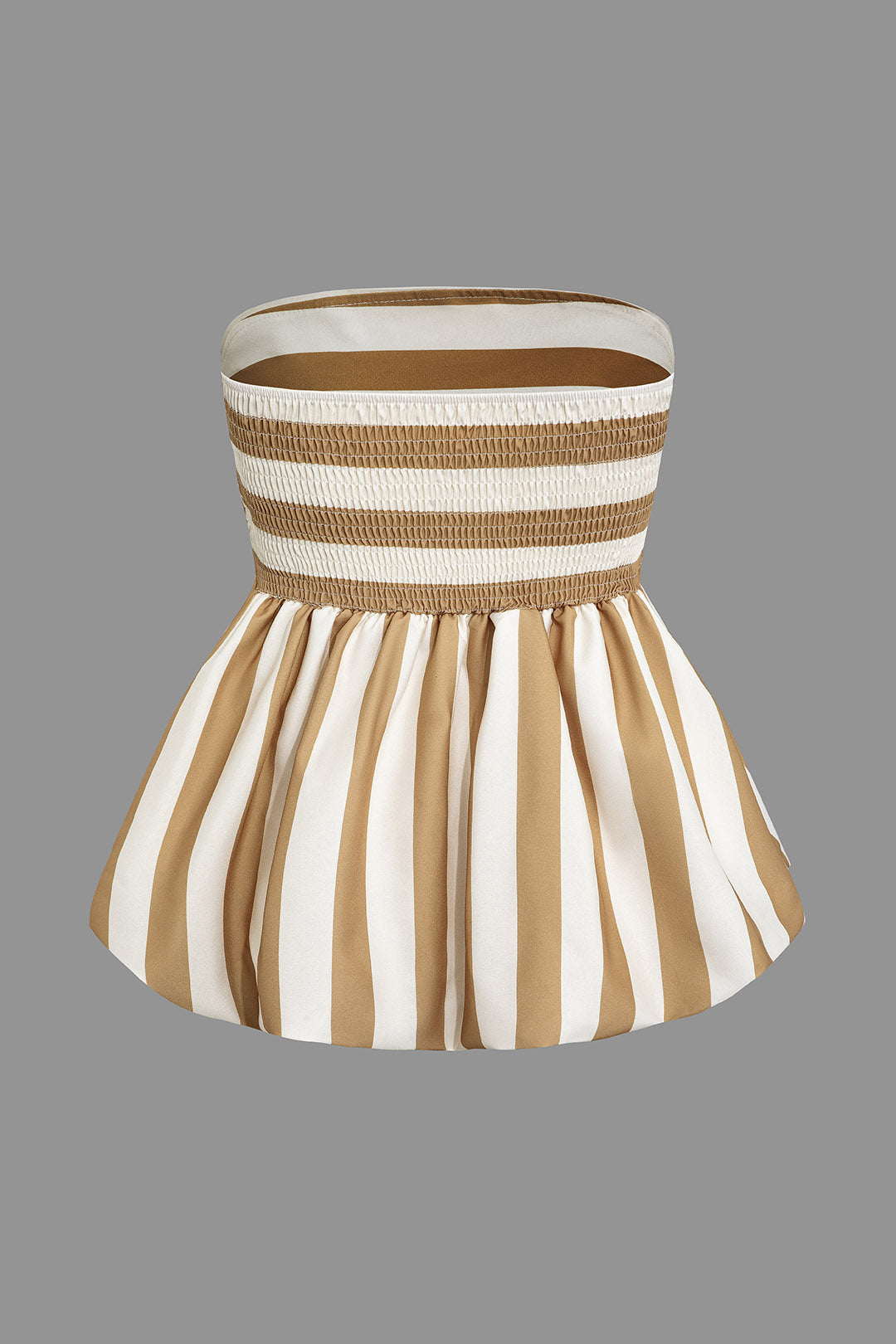 Color Block Ruched Stripe Tube Top