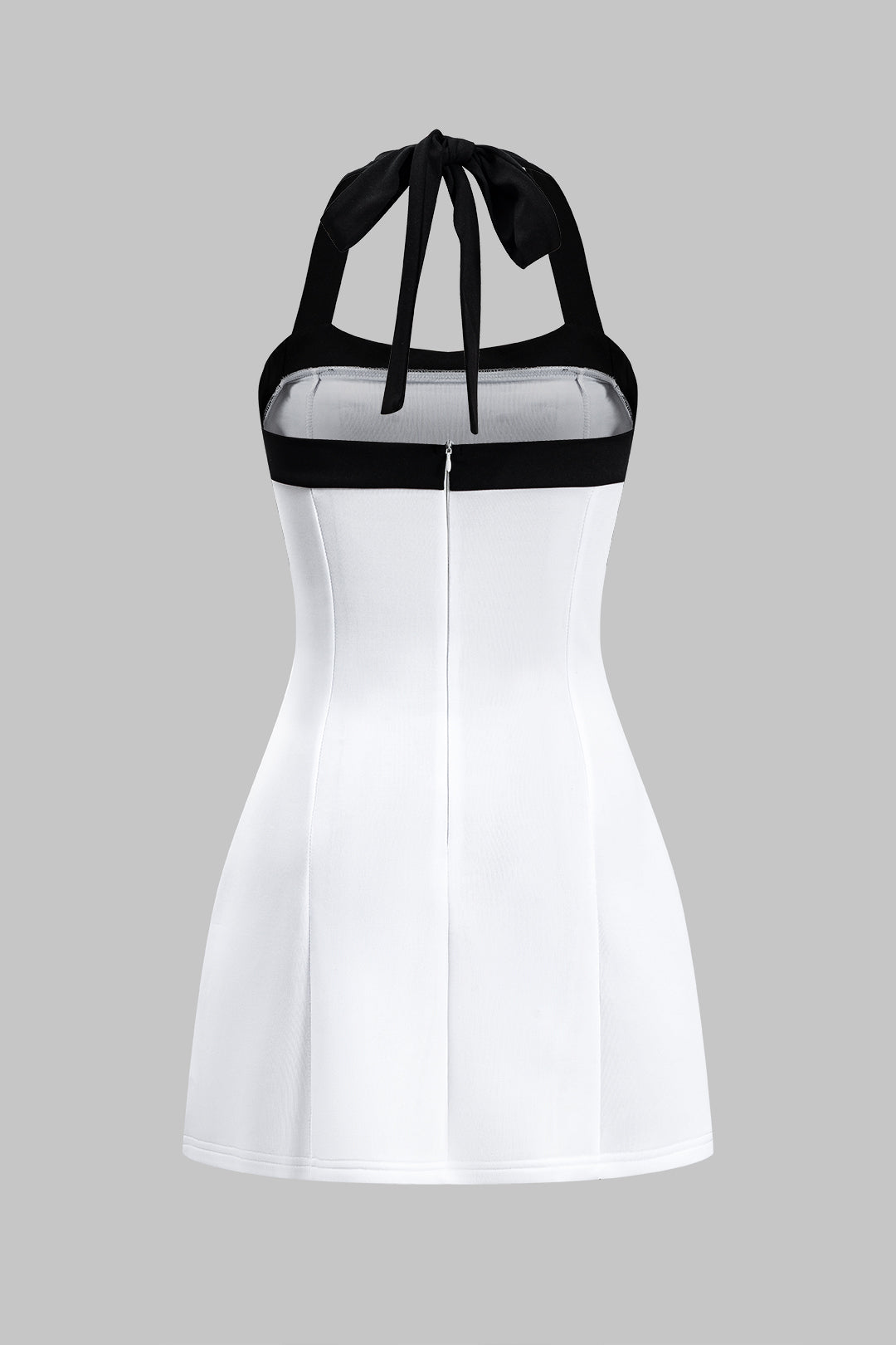 Zipper Tie-Up Sleeveless Mini Dress