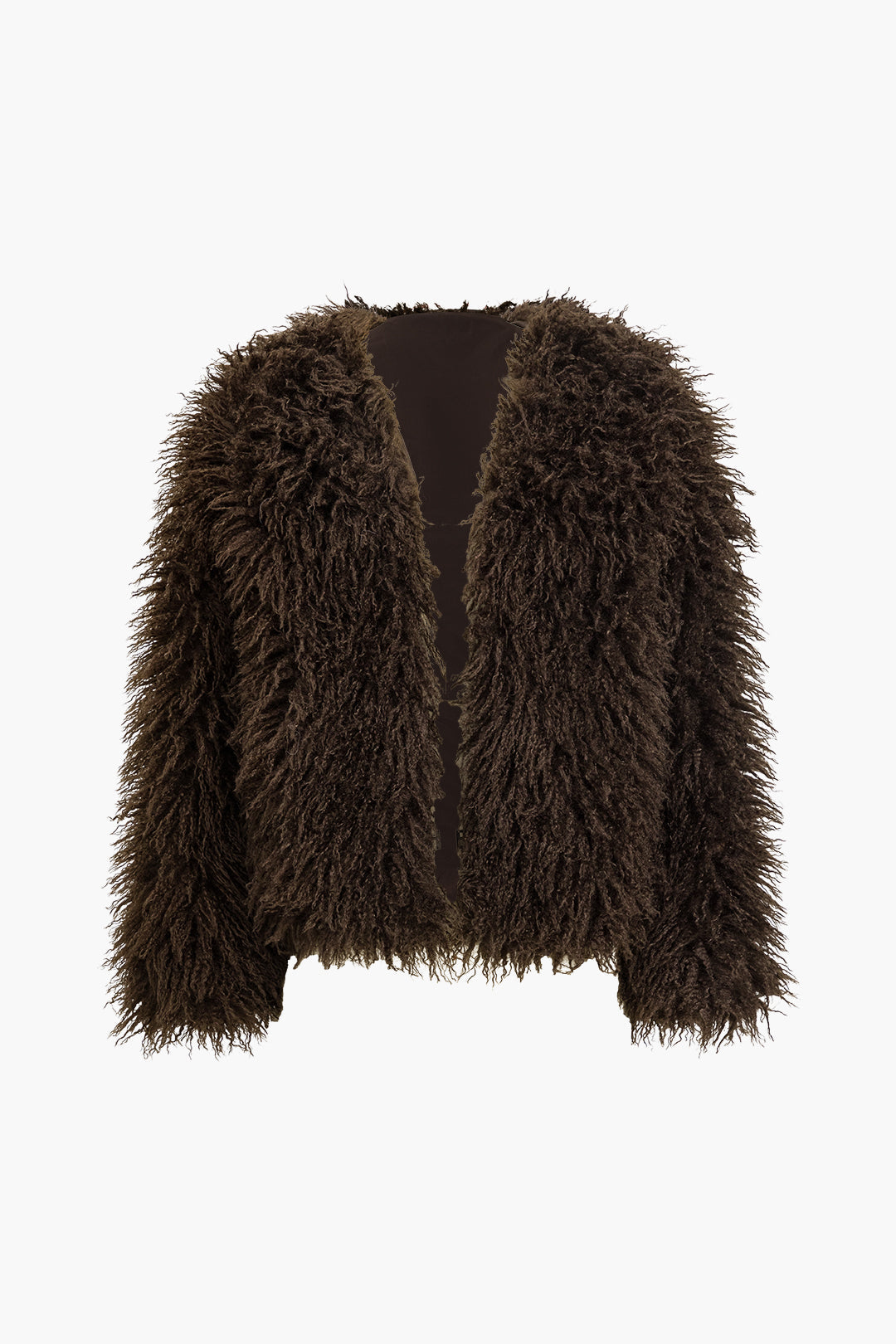 Solid Faux Fur Fringe Coat