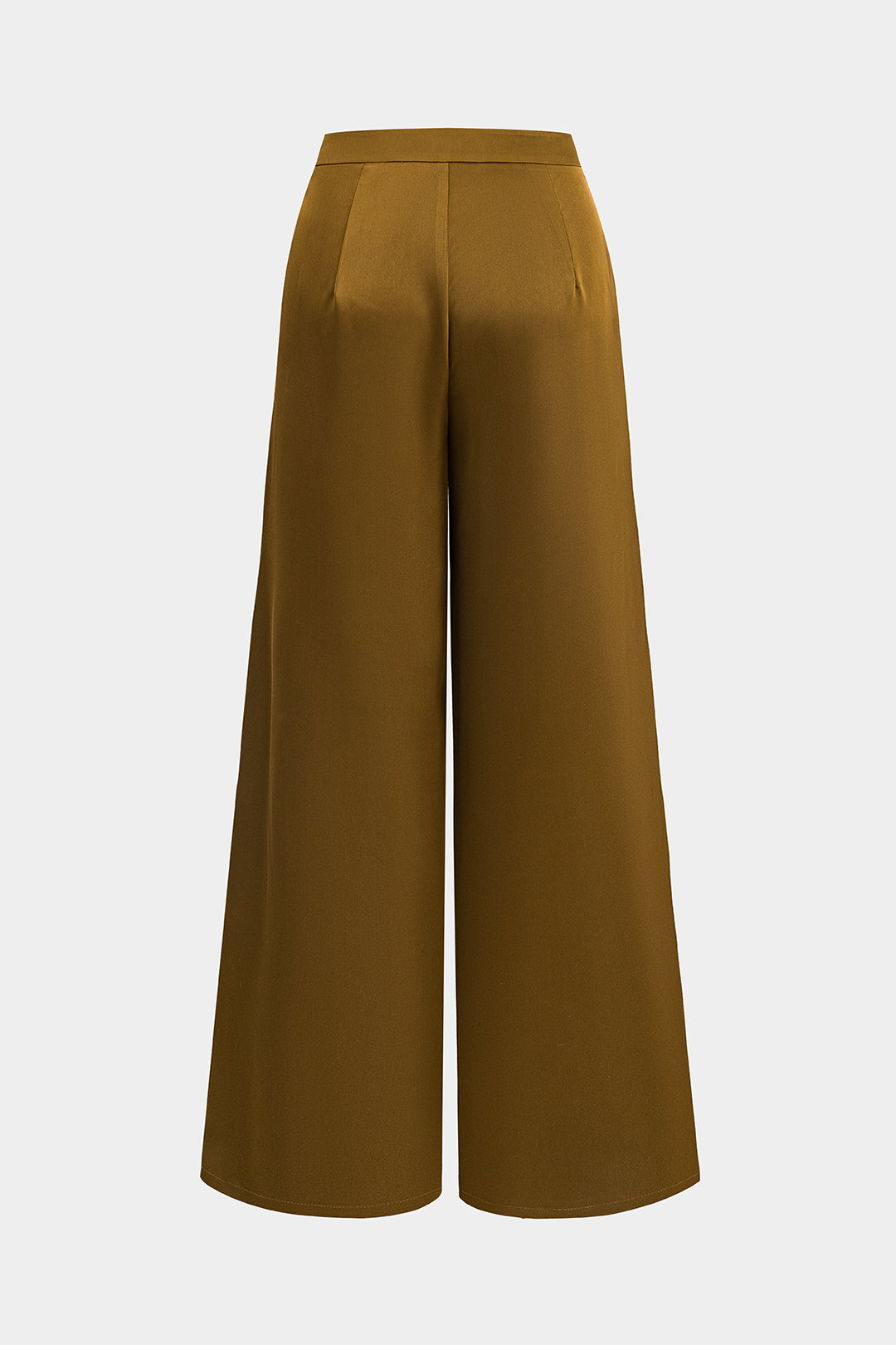 Satin High Waist Ruched Wide Leg Trousers