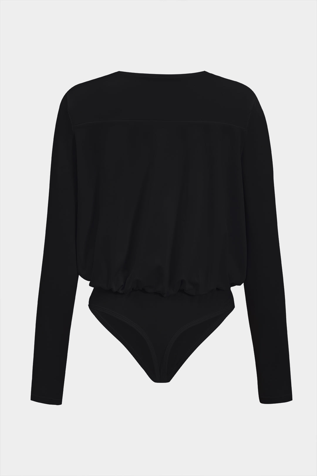 Ruched V-Neck Long Sleeve Bodysuit