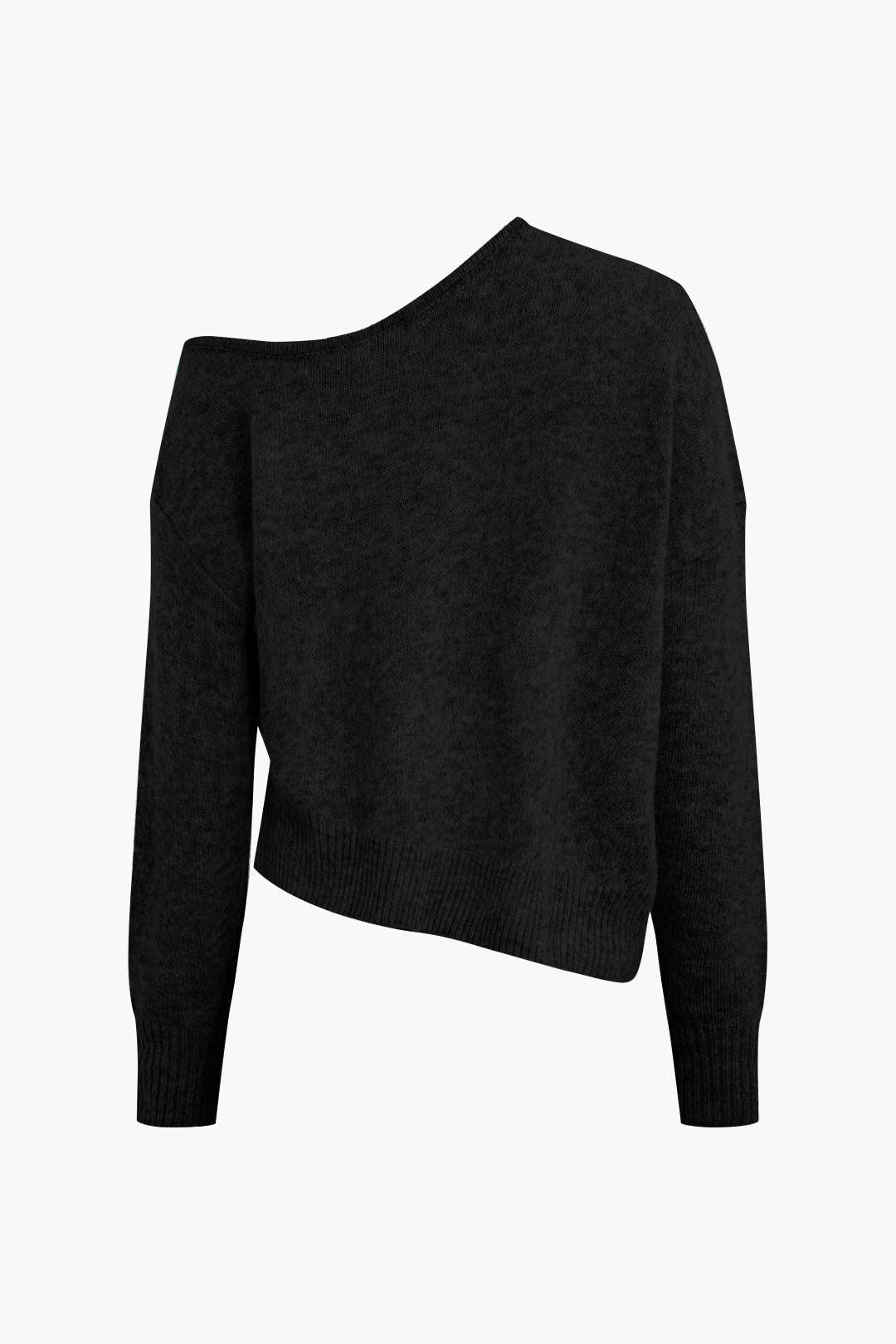 Solid Knit Off Shoulder Sweater Long-Sleeve Top