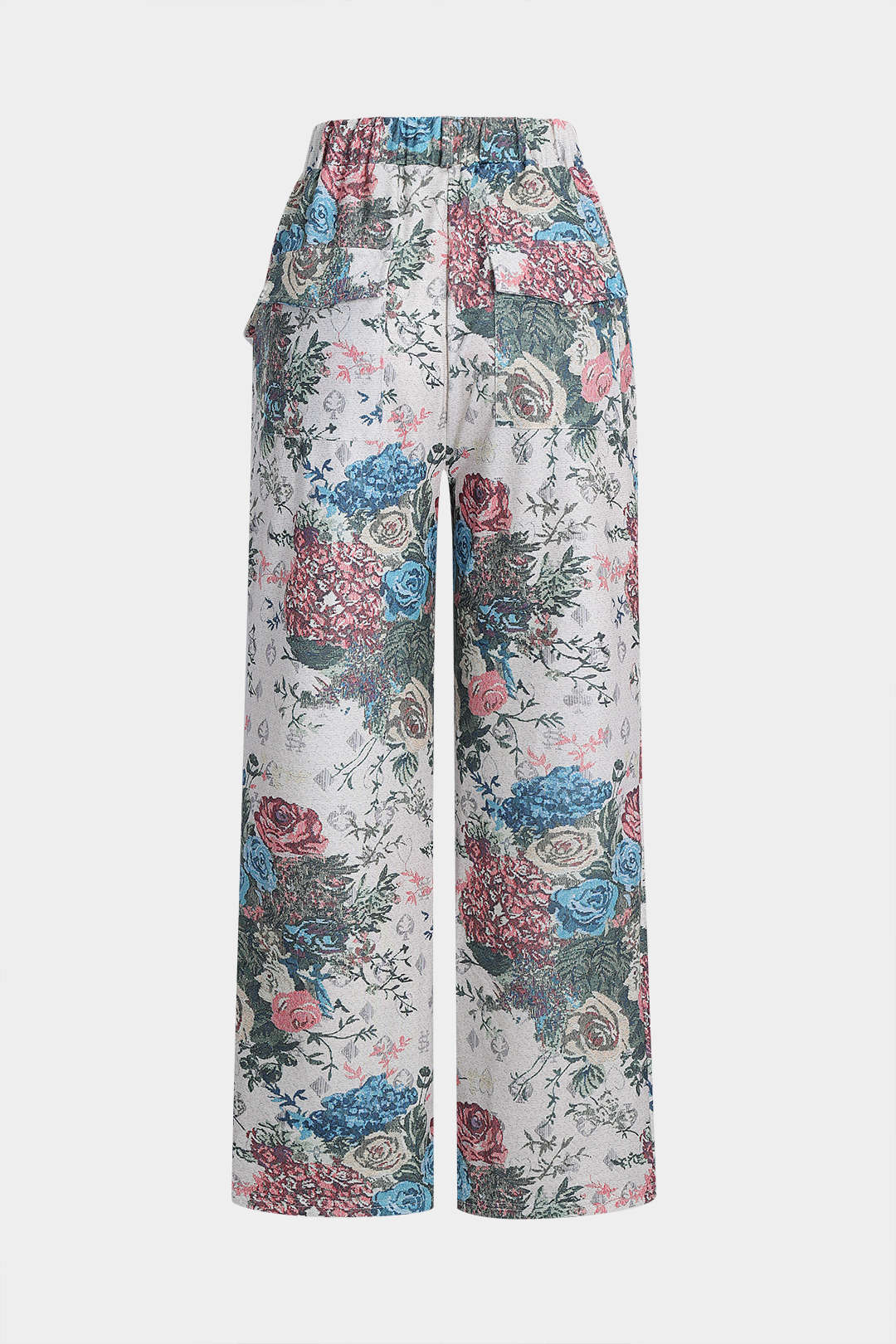 Floral Print Zipper Stand Collar Top And Trousers Set