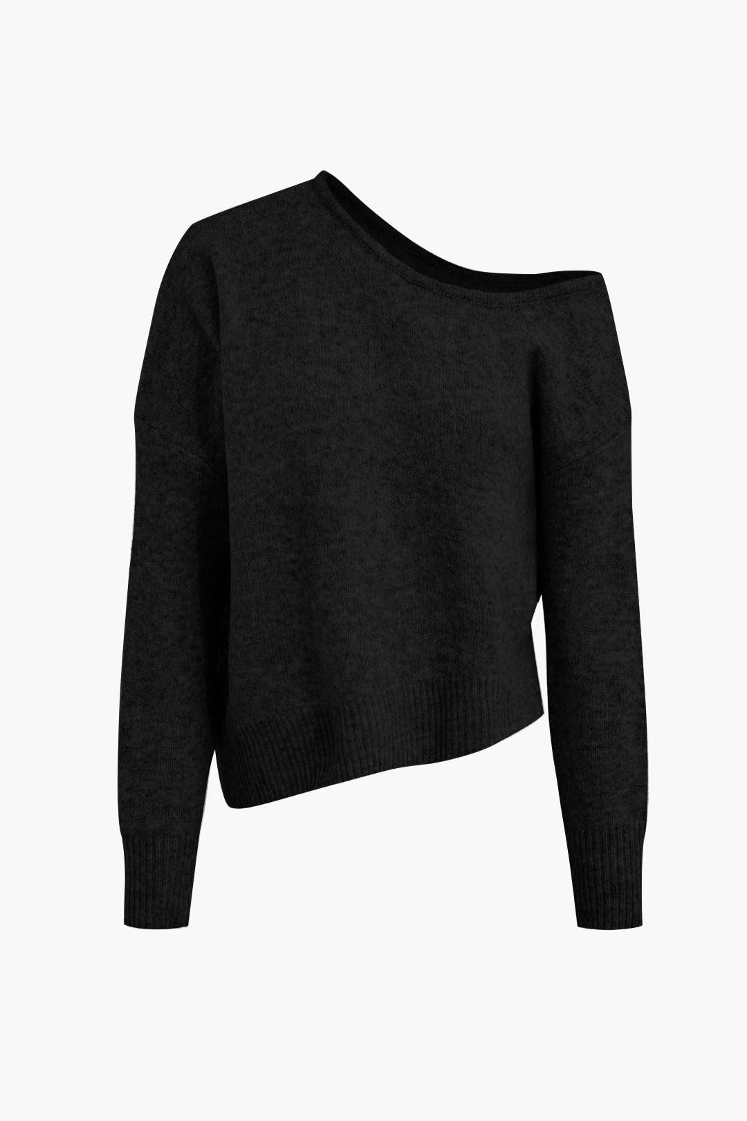 Solid Knit Off Shoulder Sweater Long-Sleeve Top