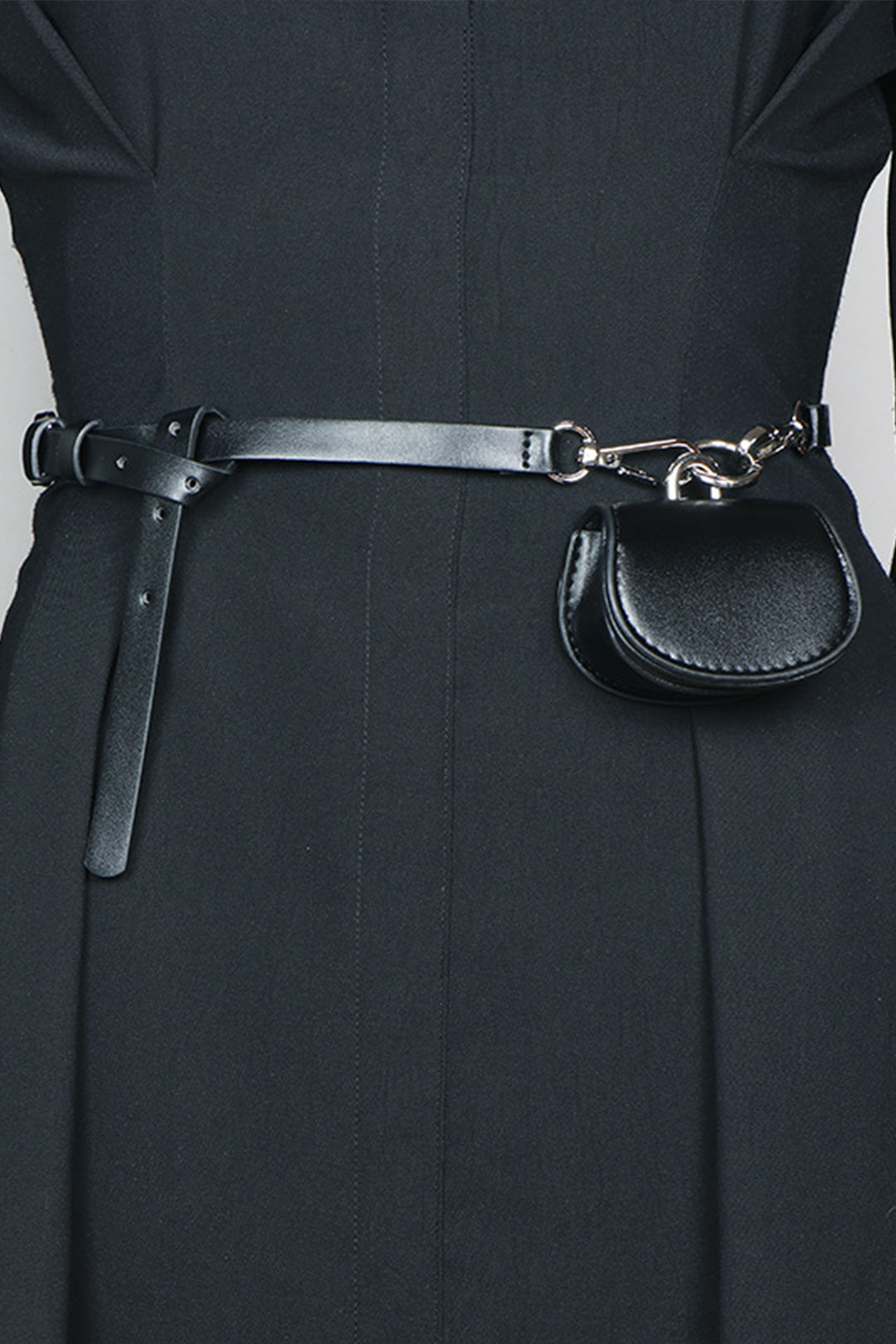 Faux Leather Chain Mini Pocket Waist Belt