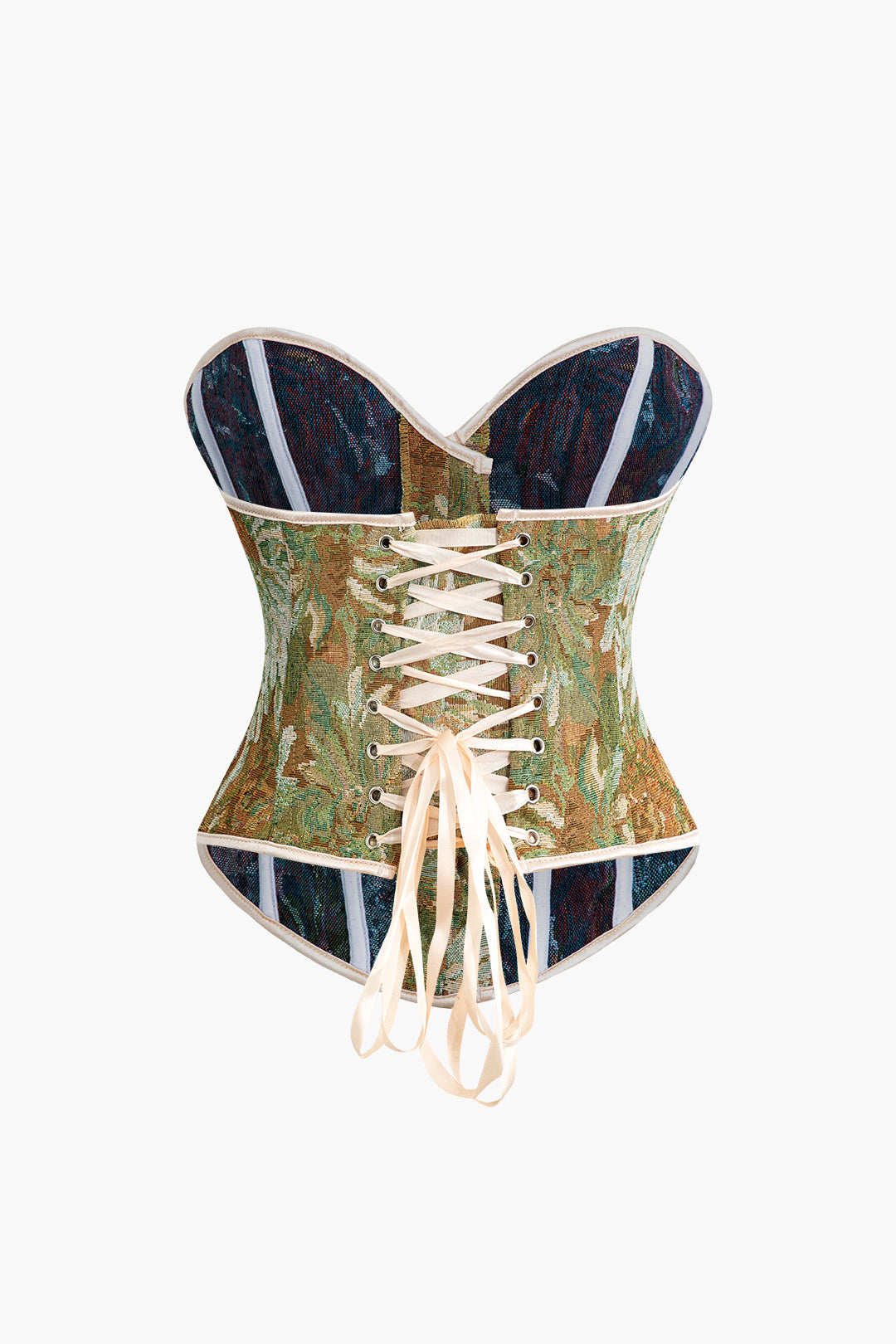 Abstract Print Braided Tie Corset Top