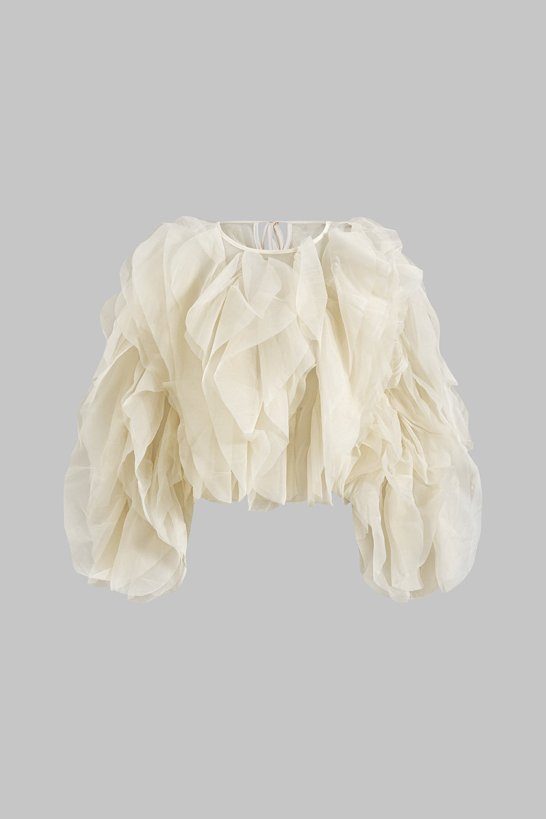 Ruffle Strappy Long-Sleeve Shirt