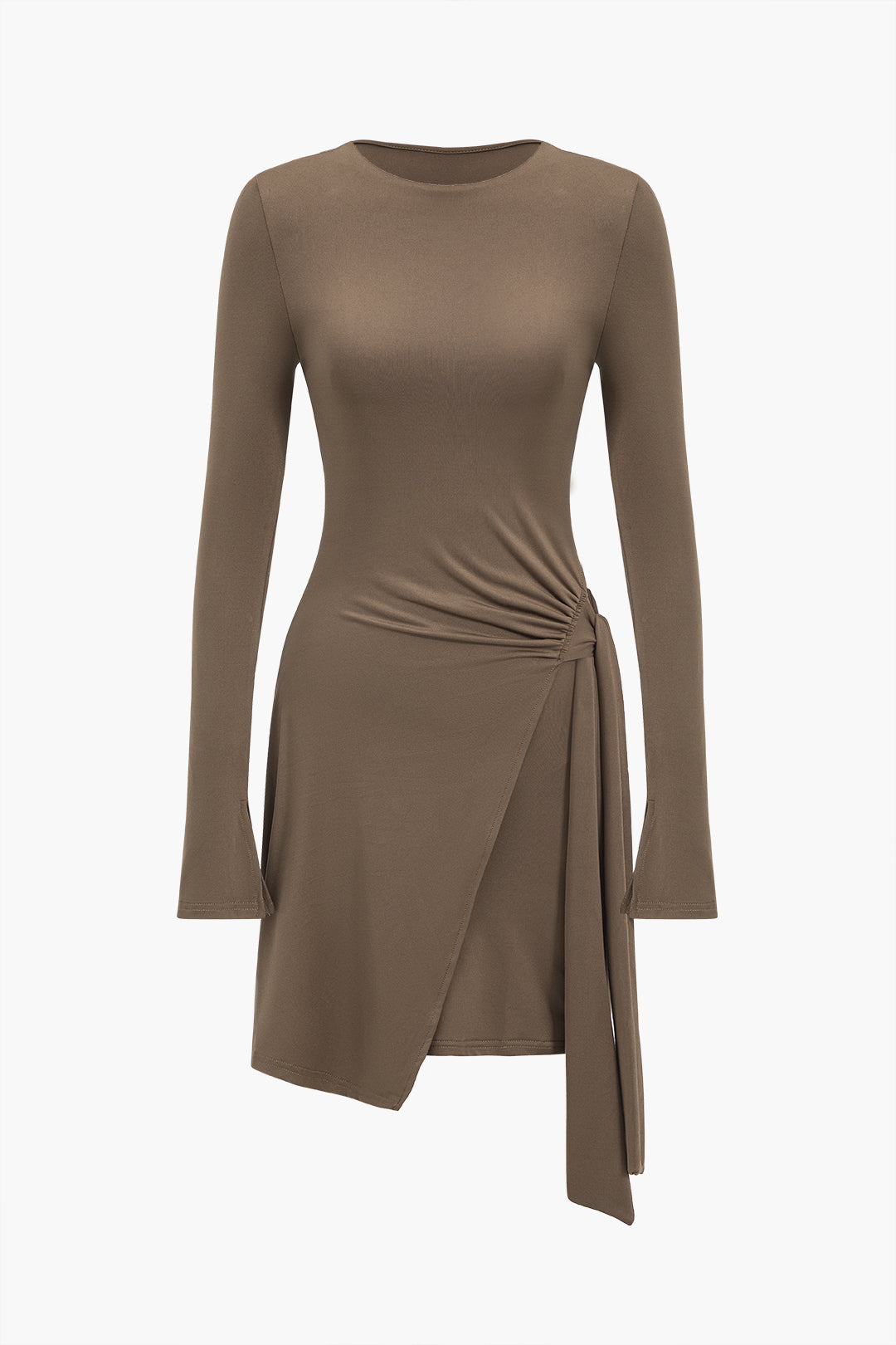 Ruched Strappy Bell Sleeve Mini Dress