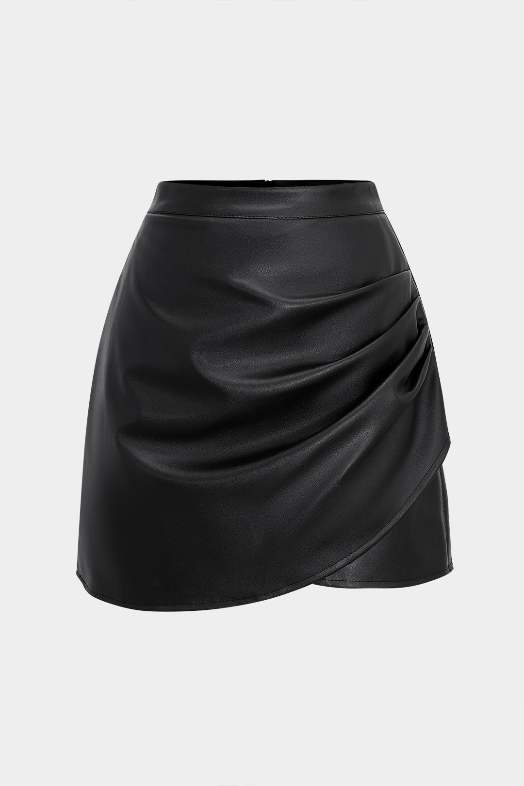 Faux Leather High Waist Ruched Skirt