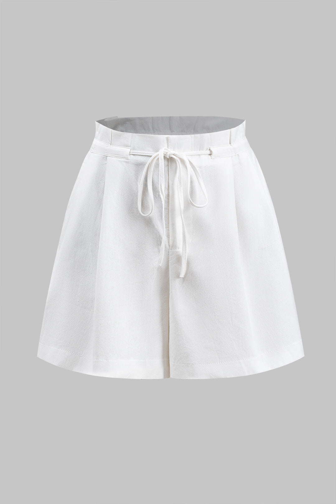 Linen Pleated Tie Front Shorts