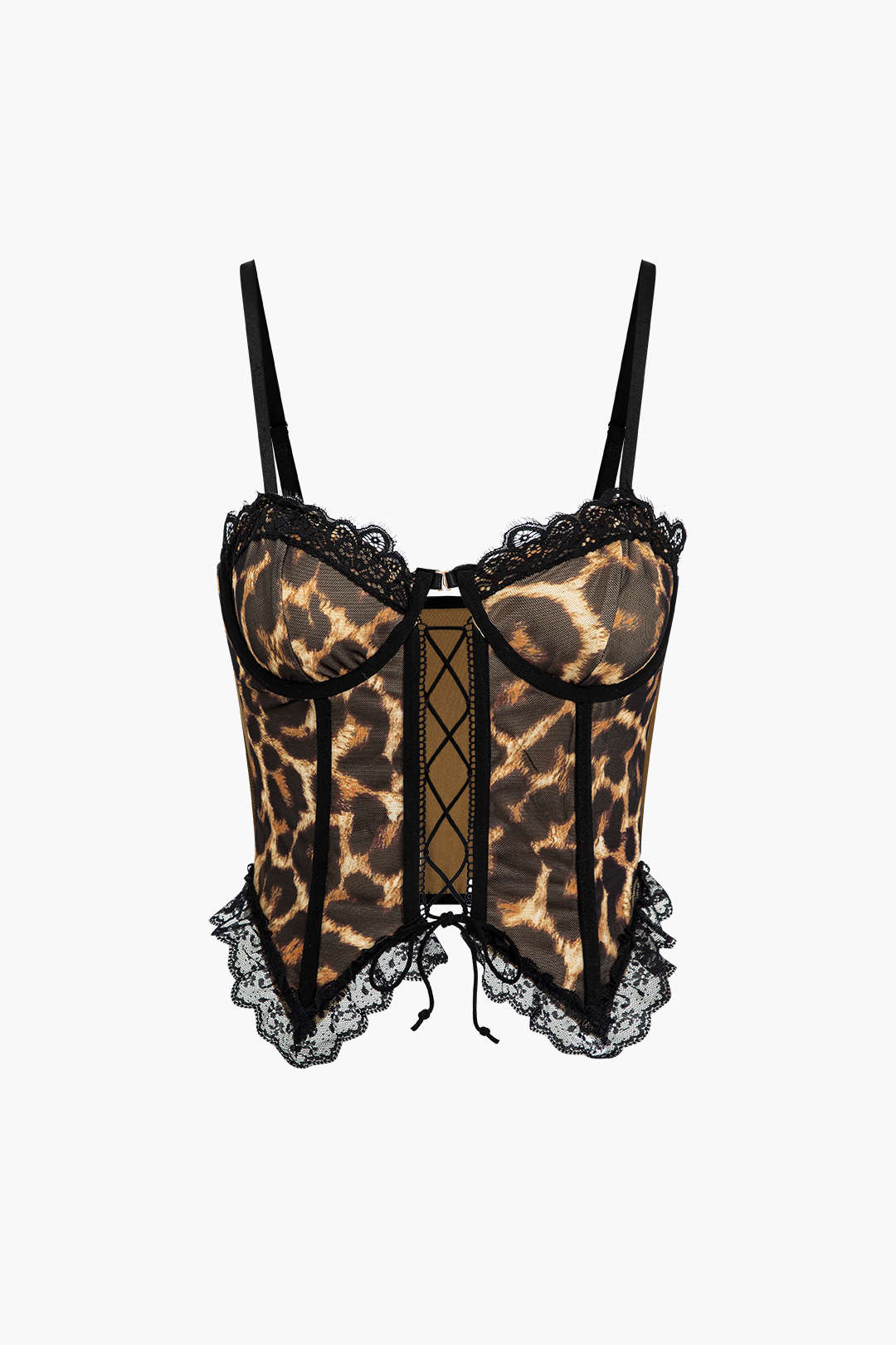 Leopard Print Lace-Up Bustier Top