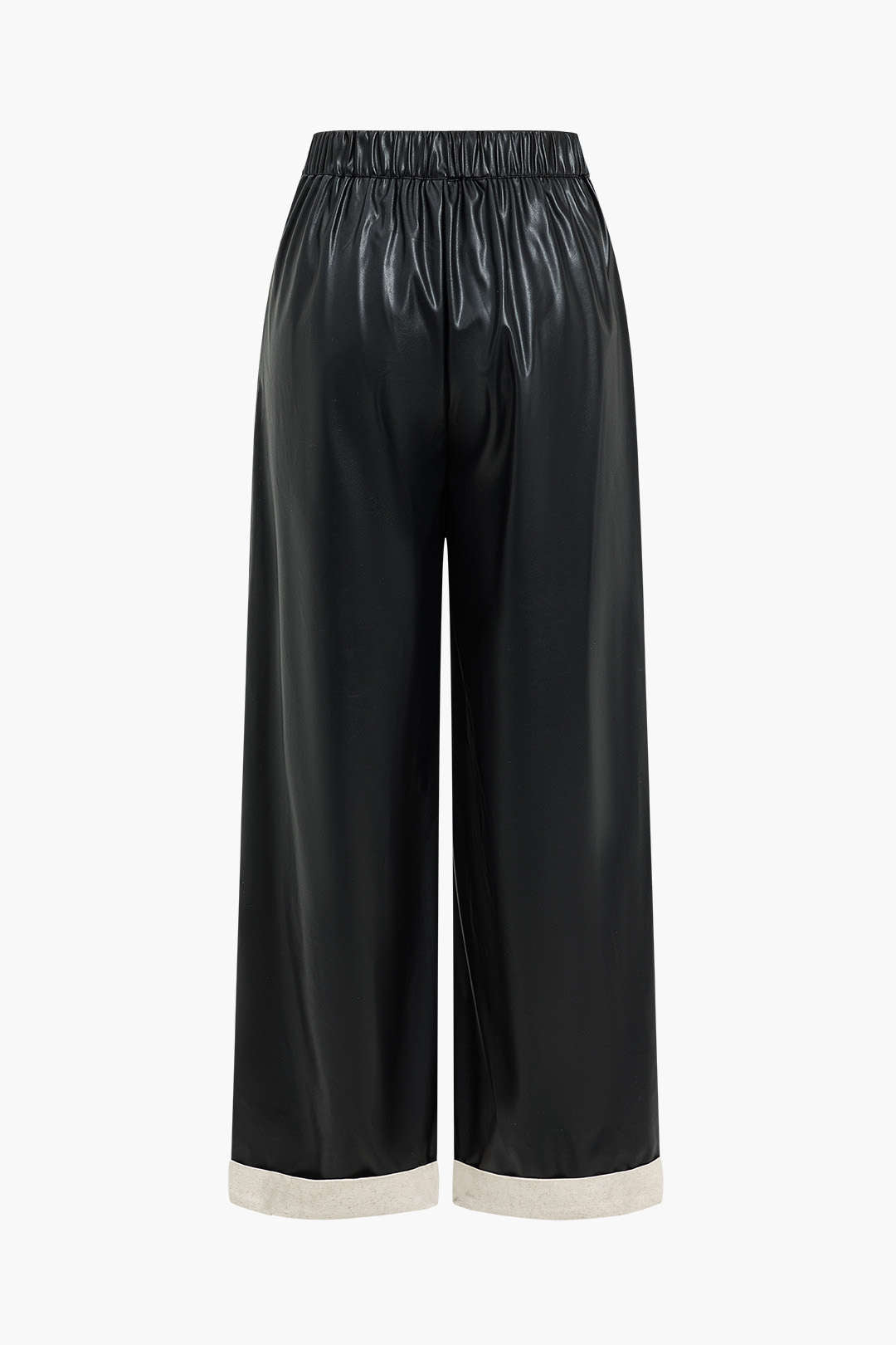 Faux Leather Asymmetrical Patchwork Trousers