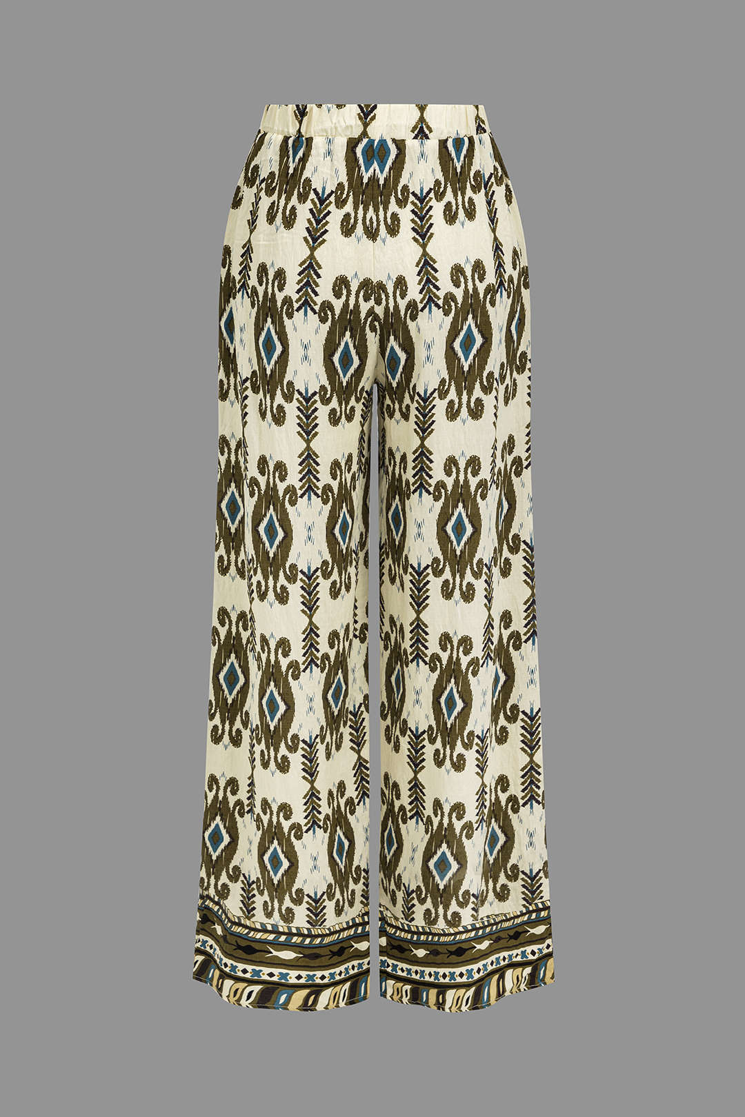 Bohemian Print Shirred Waistband Trousers