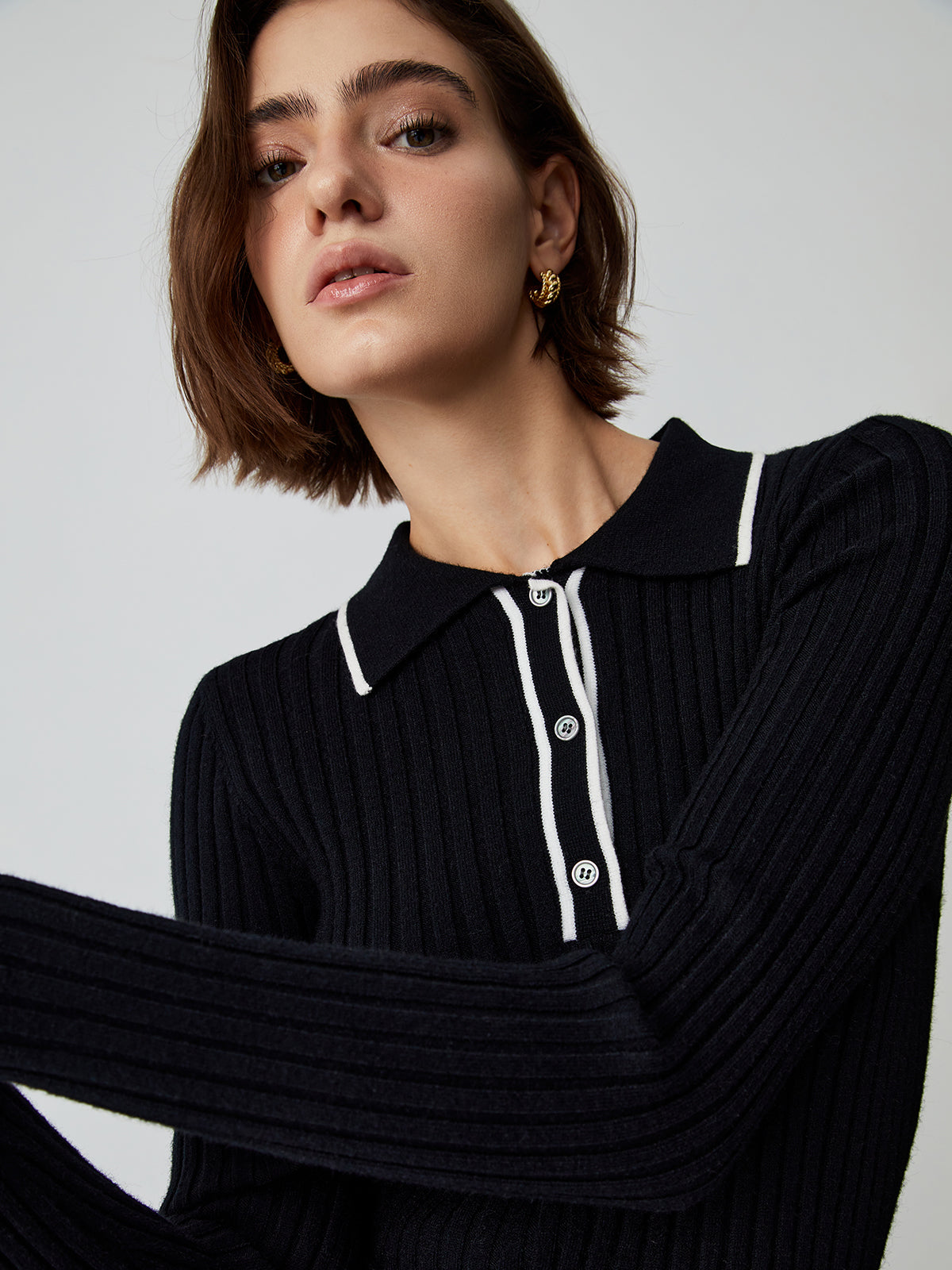 Old Money Aesthetics Polo Knit Top