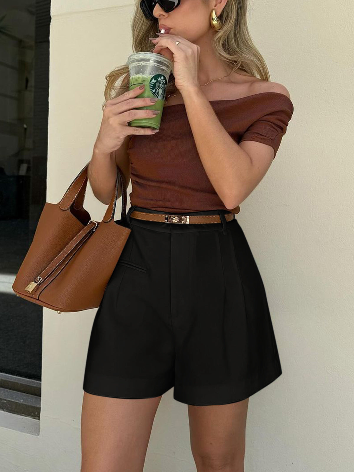 Casual Mid Waist Shorts Without Belt