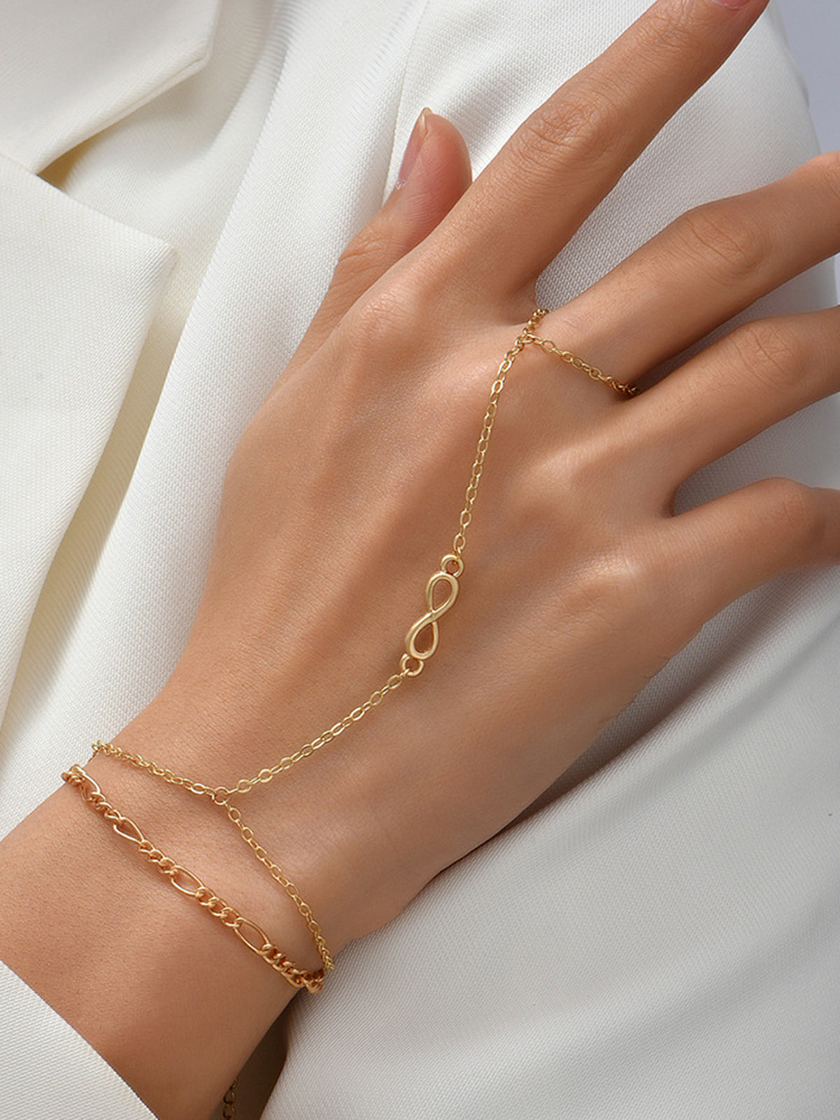 Golden Finger Ring Bracelet